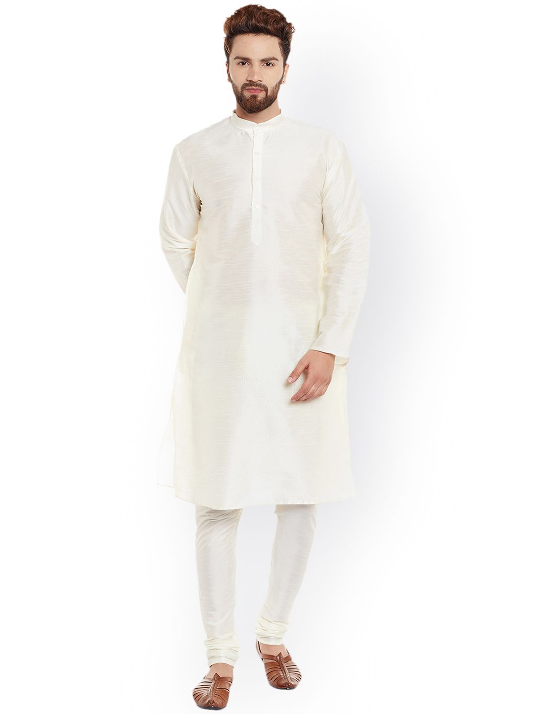 SOJANYA Men Off-White Solid Straight Kurta-picture-19