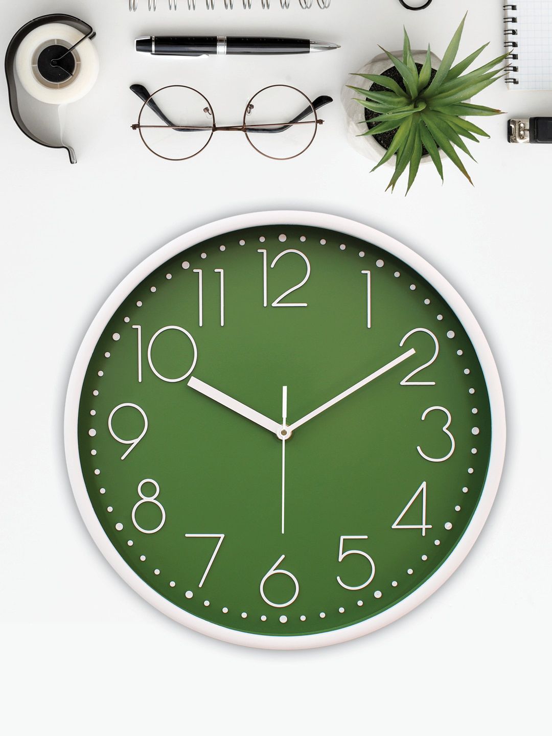RANDOM Green Printed Contemporary Wall Clock-picture-34