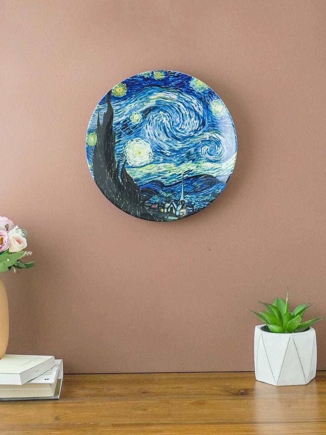 The Decor Mart Blue Van Gogh Printed Ceramic Wall Plate-picture-18
