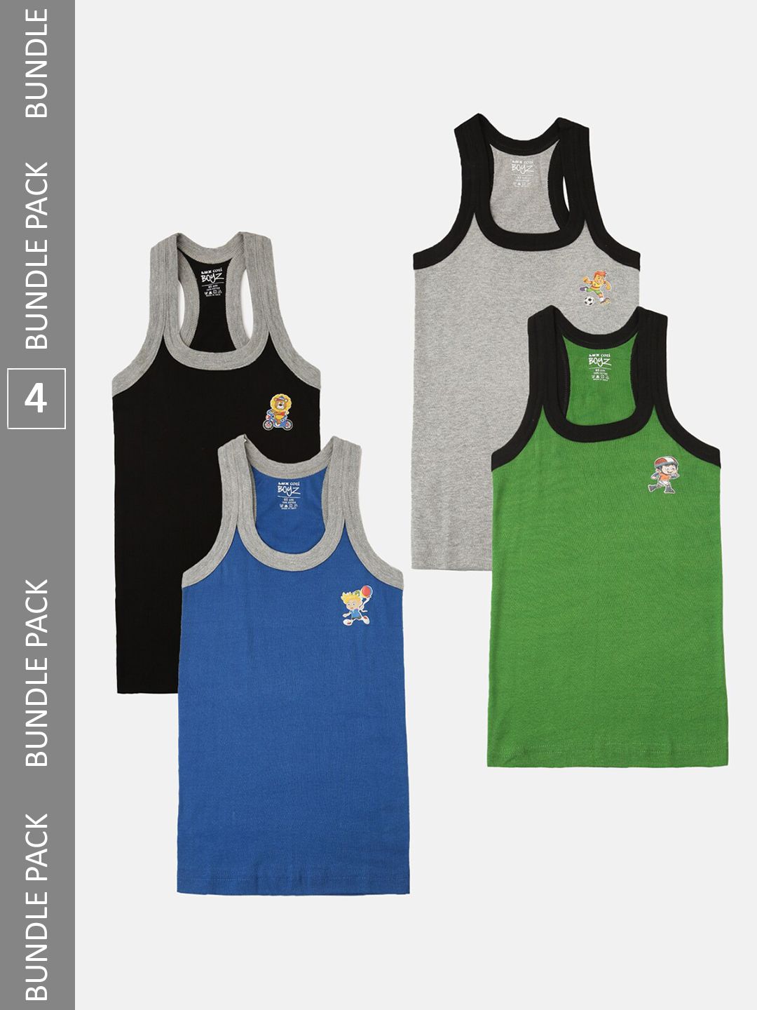Lux Cozi Boys Pack Of 4 Assorted Cotton Sleeveless Innerwear Vests-picture-20