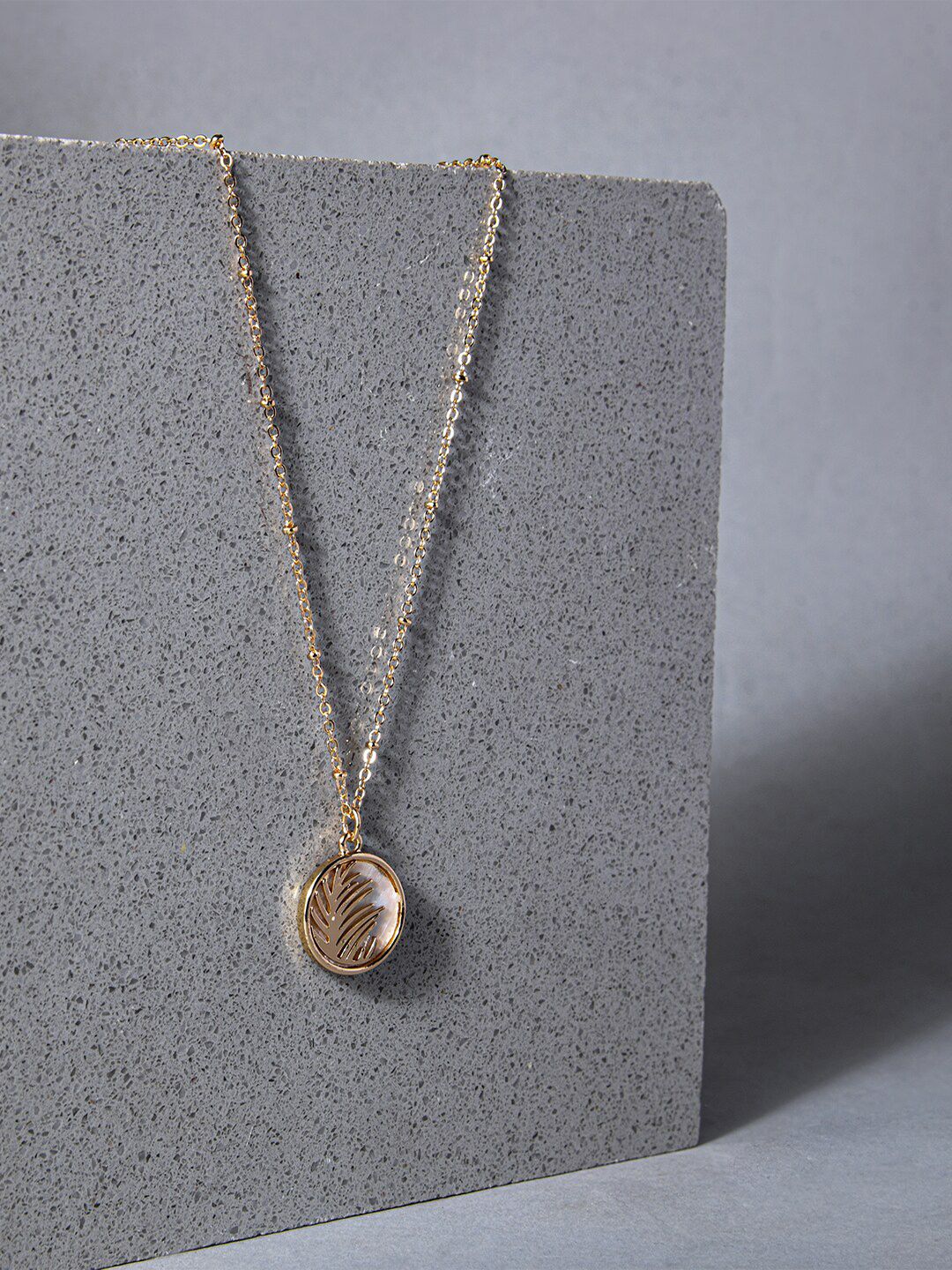 Accessorize Gold-Plated Moonstone Circle Leaf Pendant Necklace-picture-43