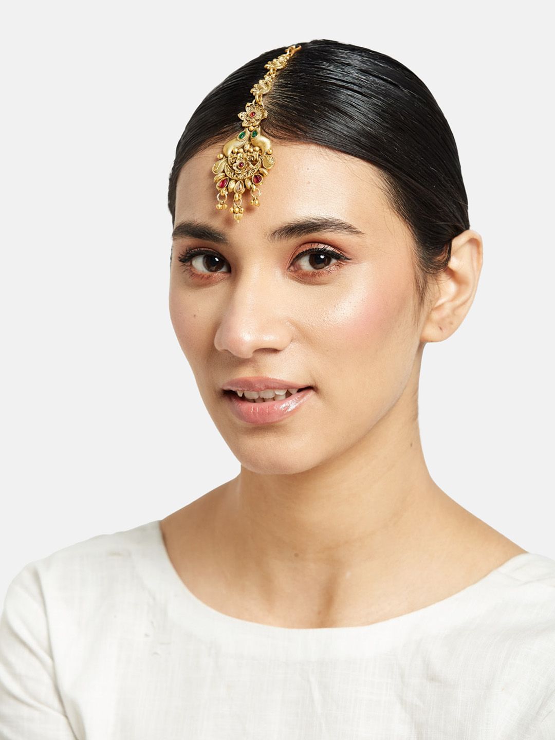 ATIBELLE Set Of 2 Gold-Plated Stone Studded Maang Tikka