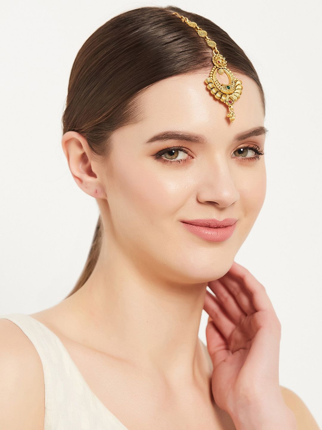 ATIBELLE Set Of 2 Gold-Plated Stone Studded Maang Tikka