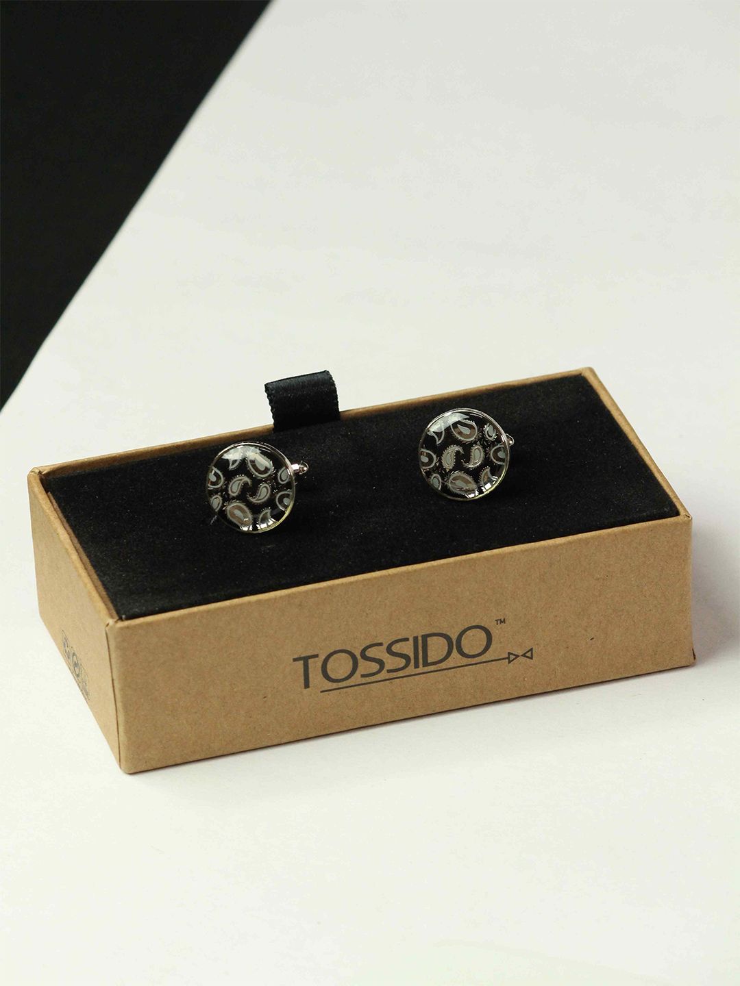 Tossido Men Paisley Printed Round Brass Cufflink-picture-38