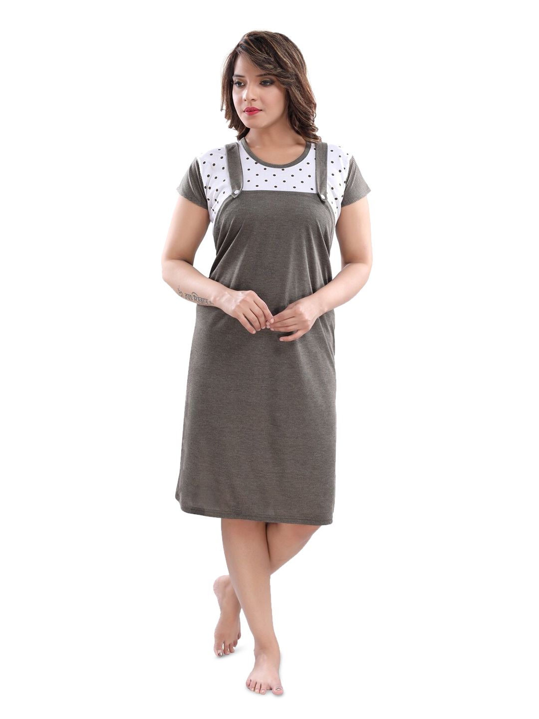 Fabme Striped Maternity Midi Nightdress-picture-35