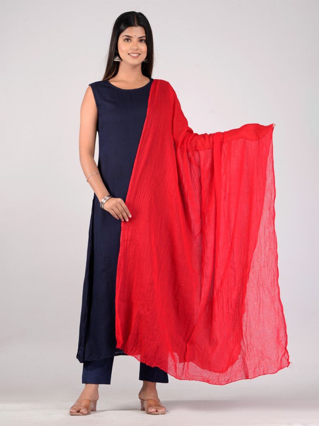 HERE&NOW Red Cotton Dupatta