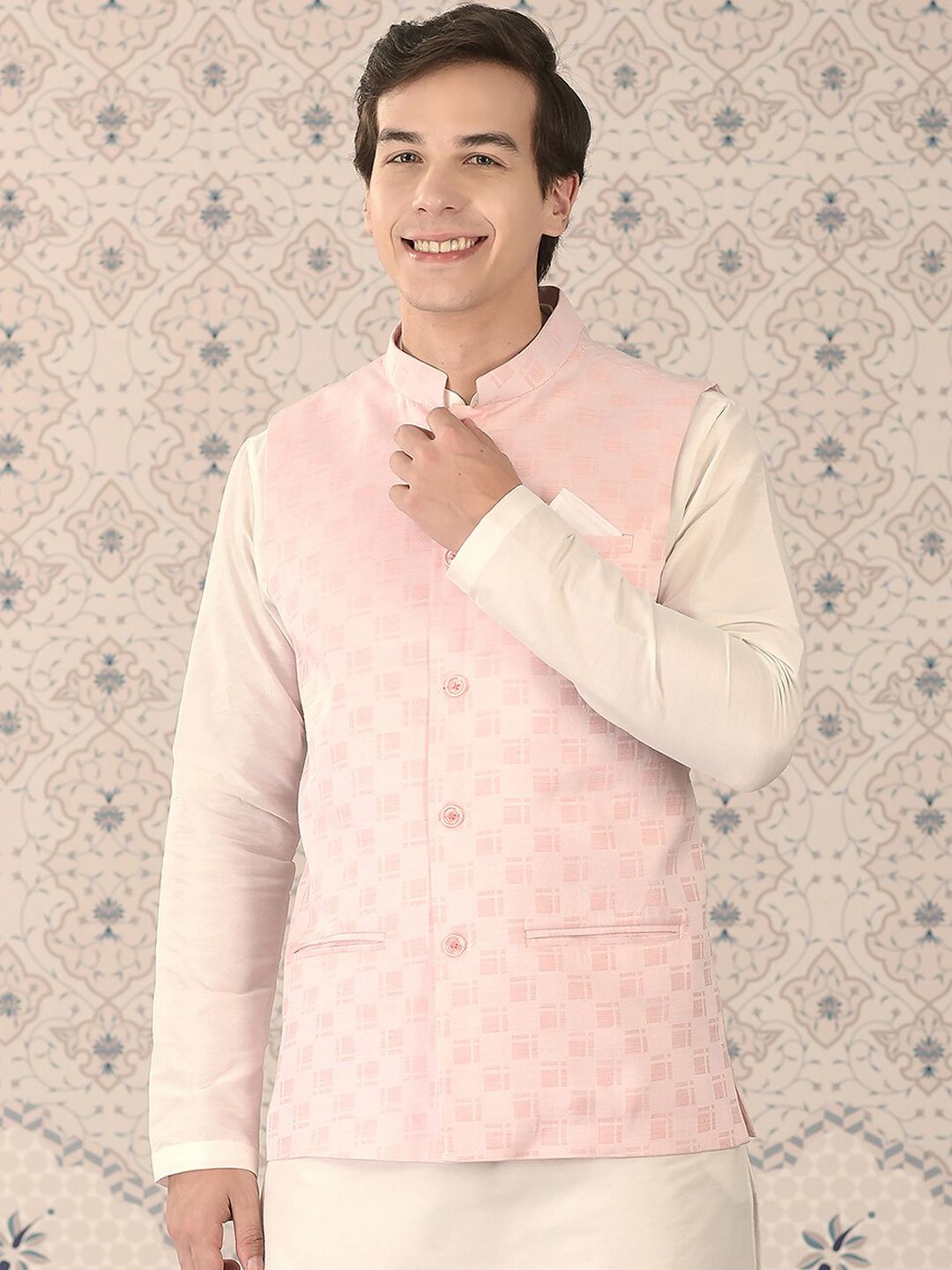 Ode by House of Pataudi Woven Design Nehru Jackets-picture-34