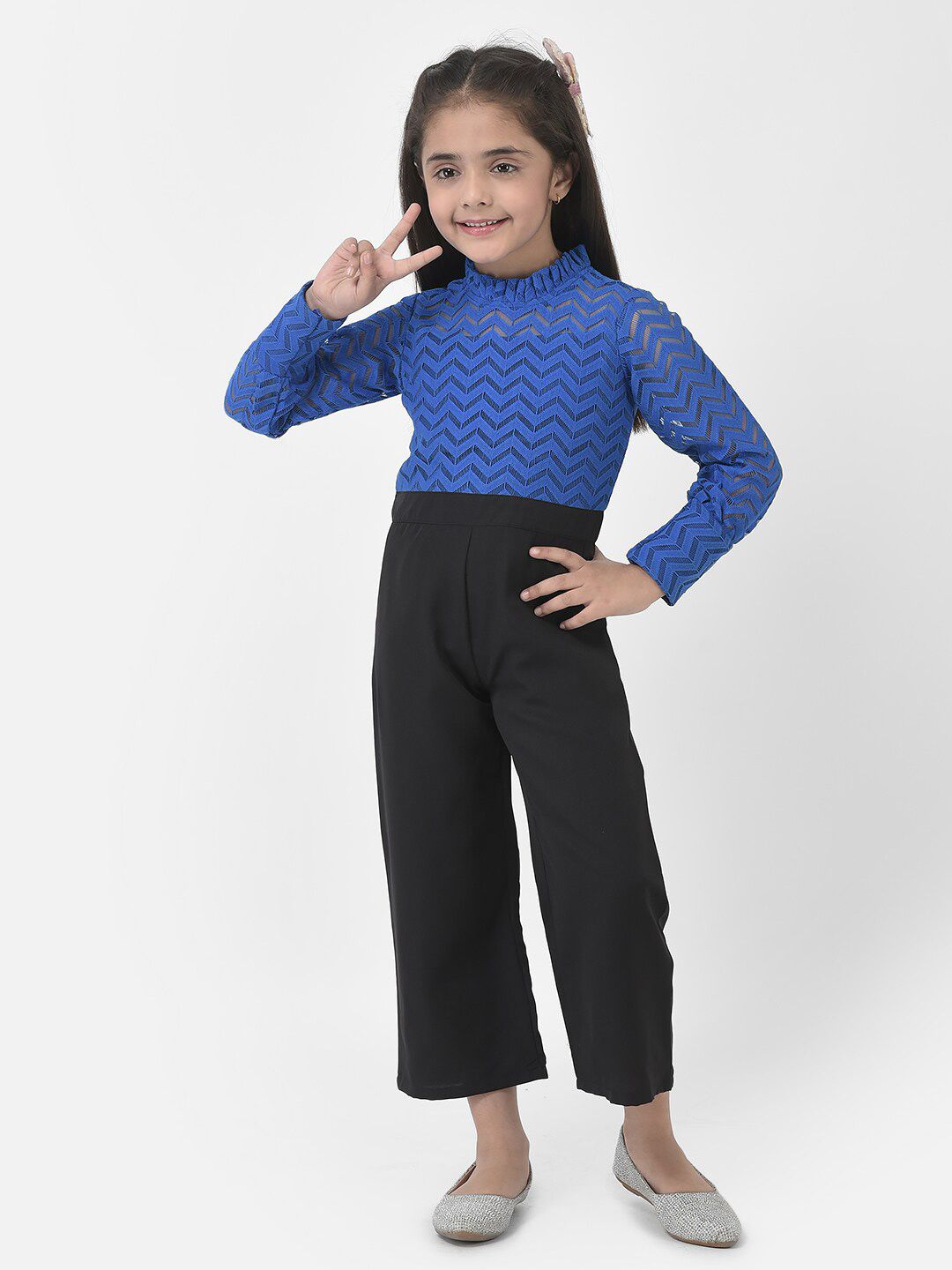 Eavan Kids Girls Floral Self Design Lace Basic Jumpsuit-picture-12