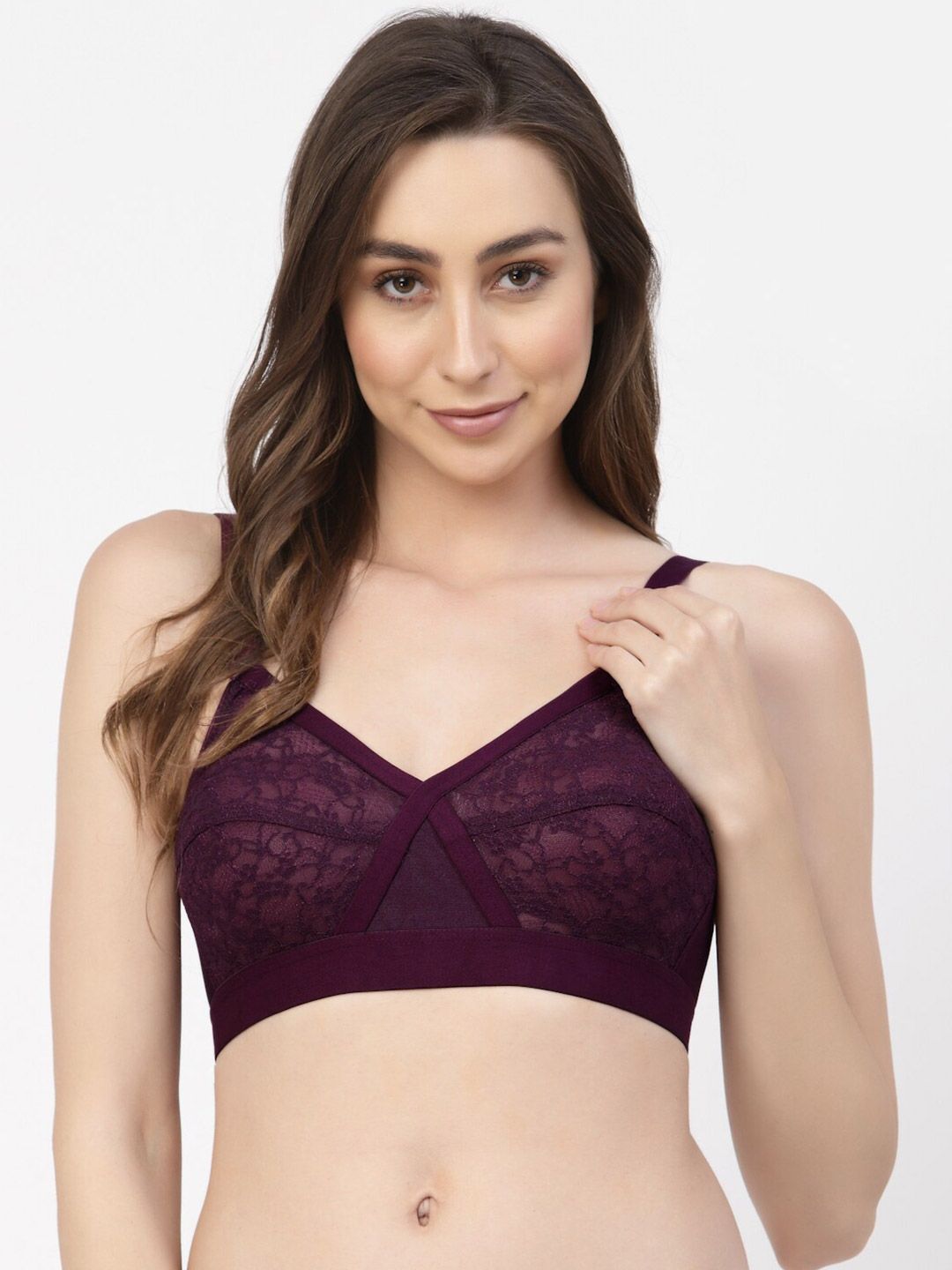 Floret Non-Padded Non-Wired Full Coverage Lace Bra with All Day Comfort
