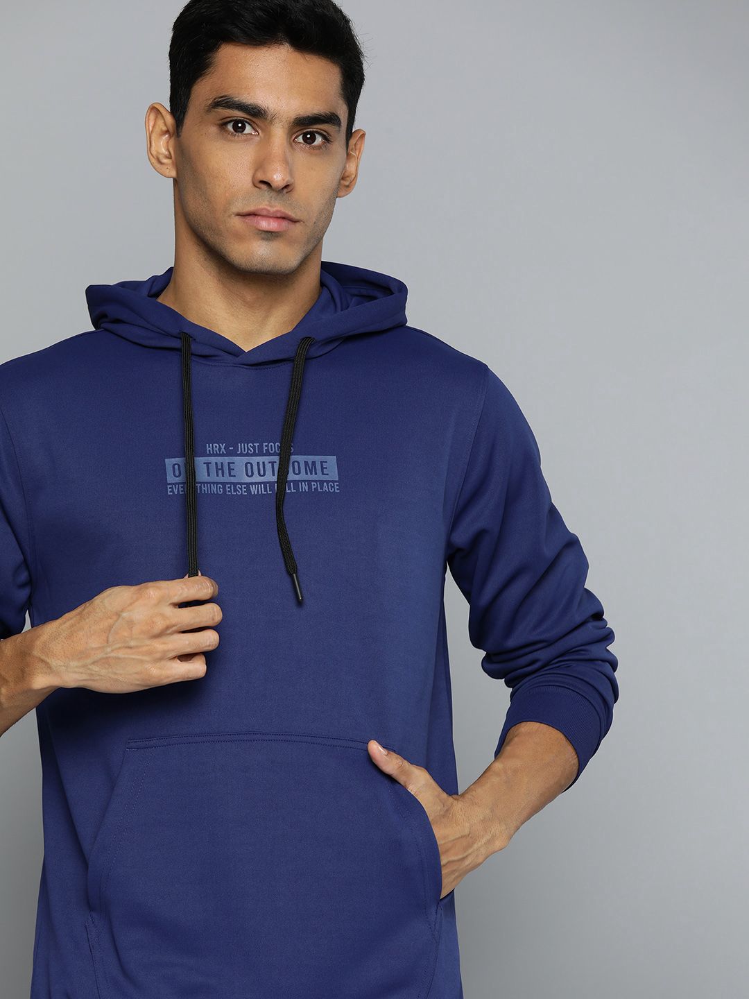 HRX by Hrithik Roshan Men Blue Printed Hooded Sweatshirt Price