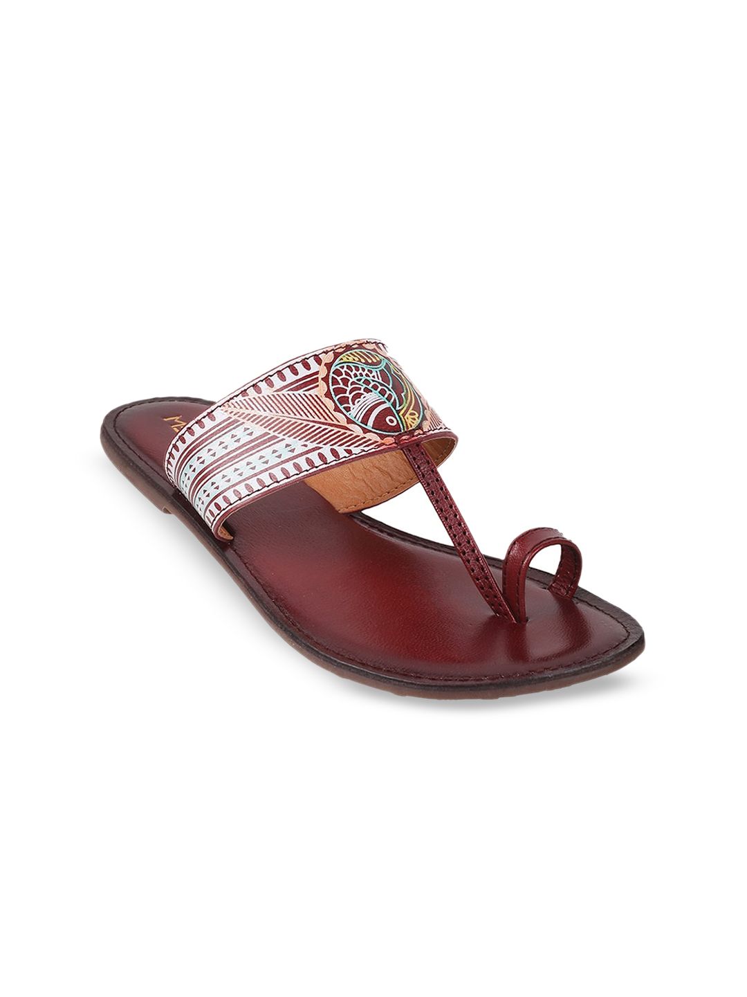 Metro Printed Leather One Toe Flats-picture-13