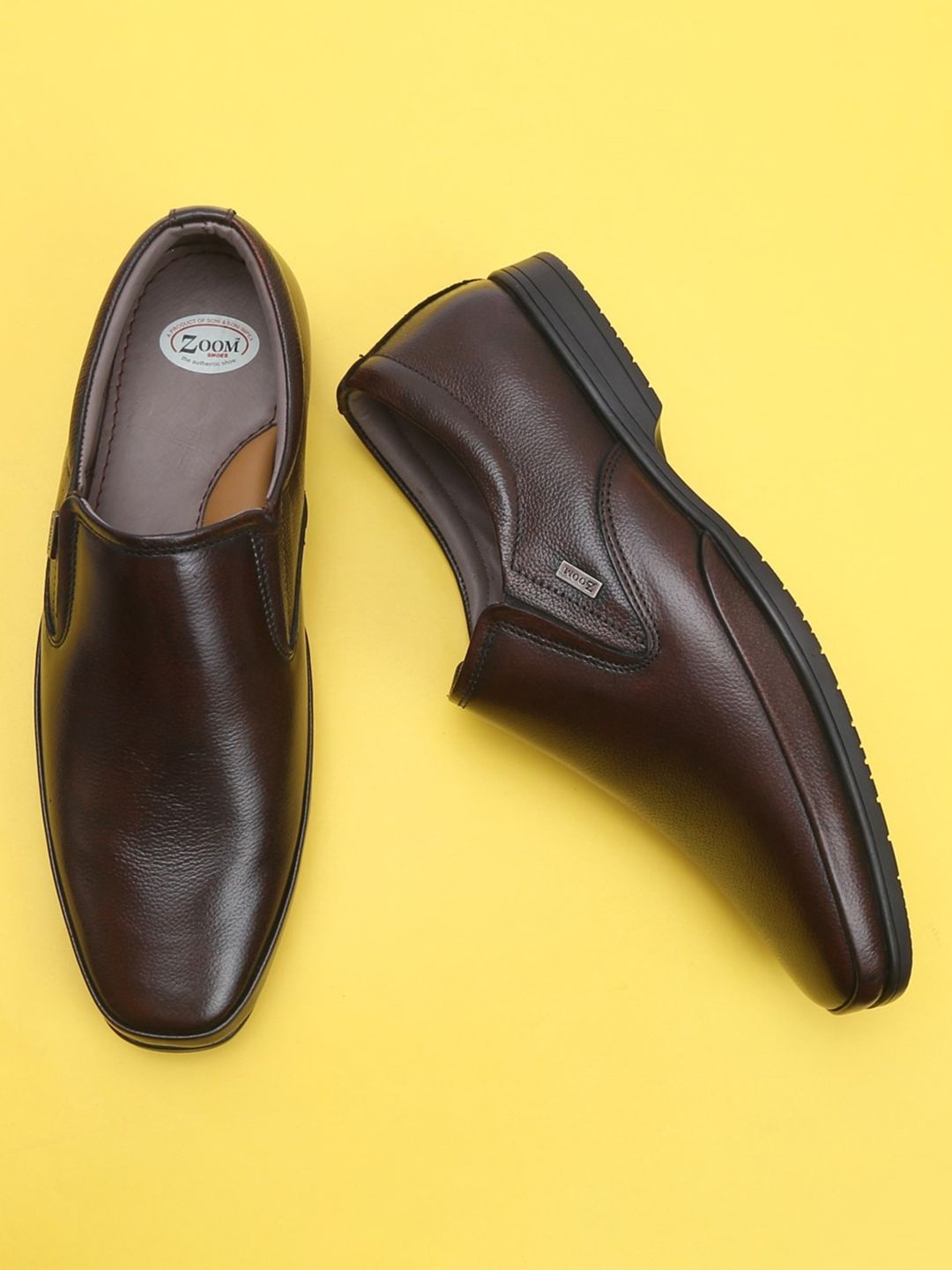 Zoom Shoes Men Textured Leather Formal Slip-On Shoes-picture-33