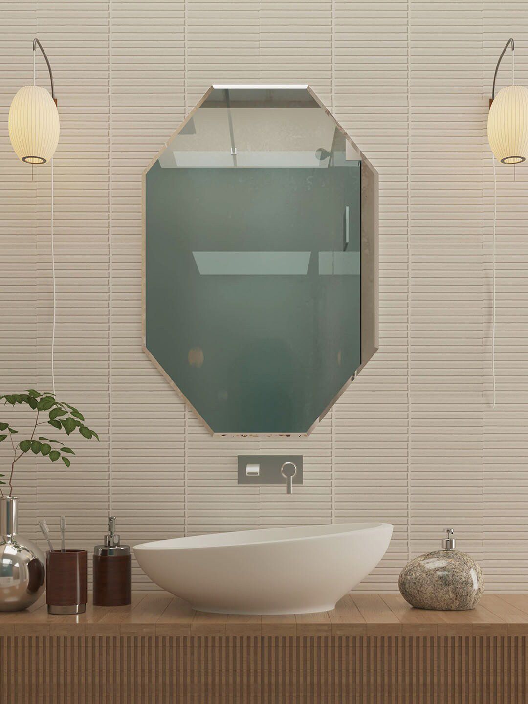 Art Street Transparent Glass Octagon Frameless Wall Mirror-picture-37