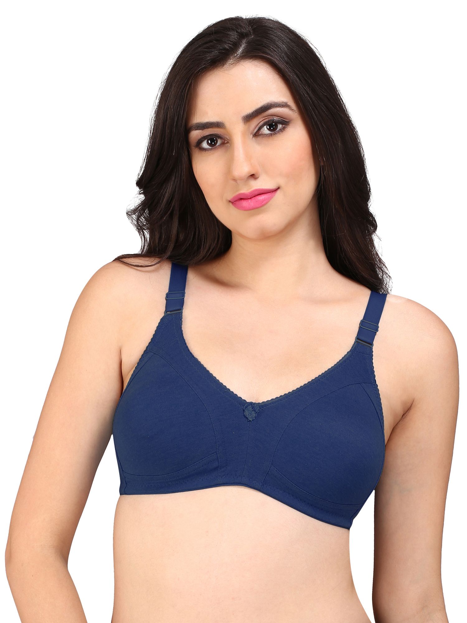 Bralux Navy Blue Solid Non-Wired Non Padded Everyday Bra-image-13