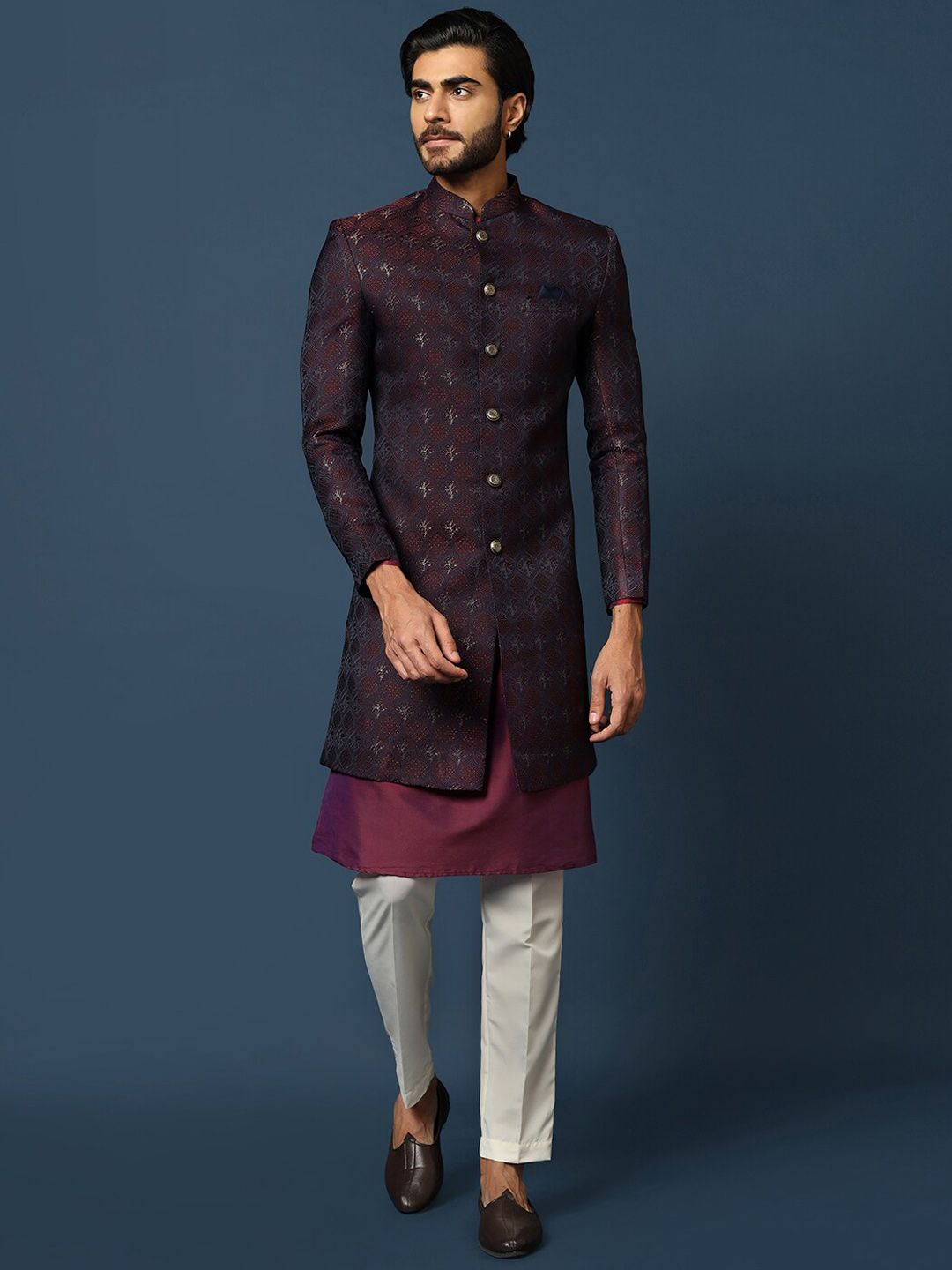 KISAH Men Cotton Kurta & Sherwani with Trousers Set-picture-44