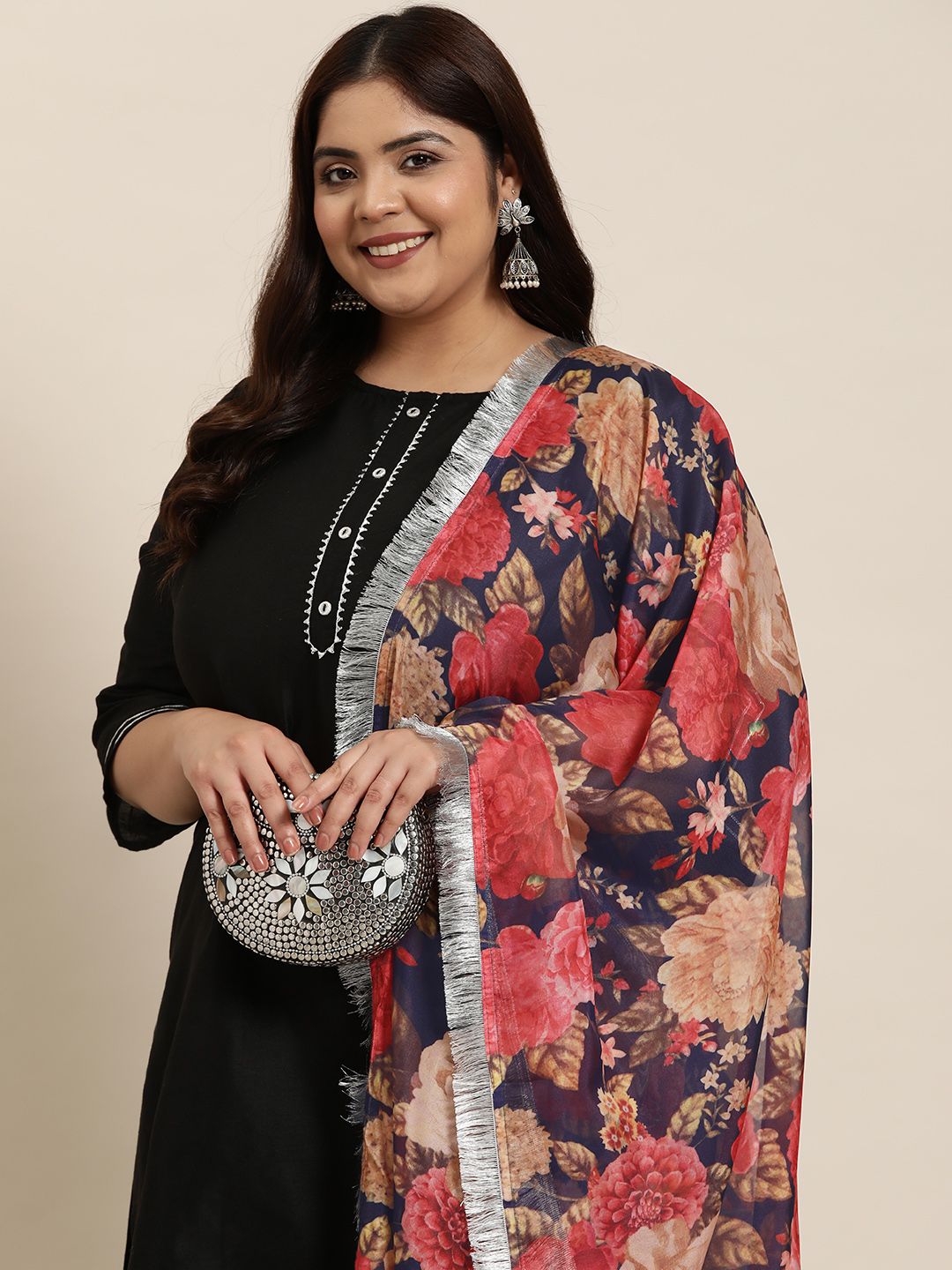 Sztori Floral Printed Organza Dupatta-image-46