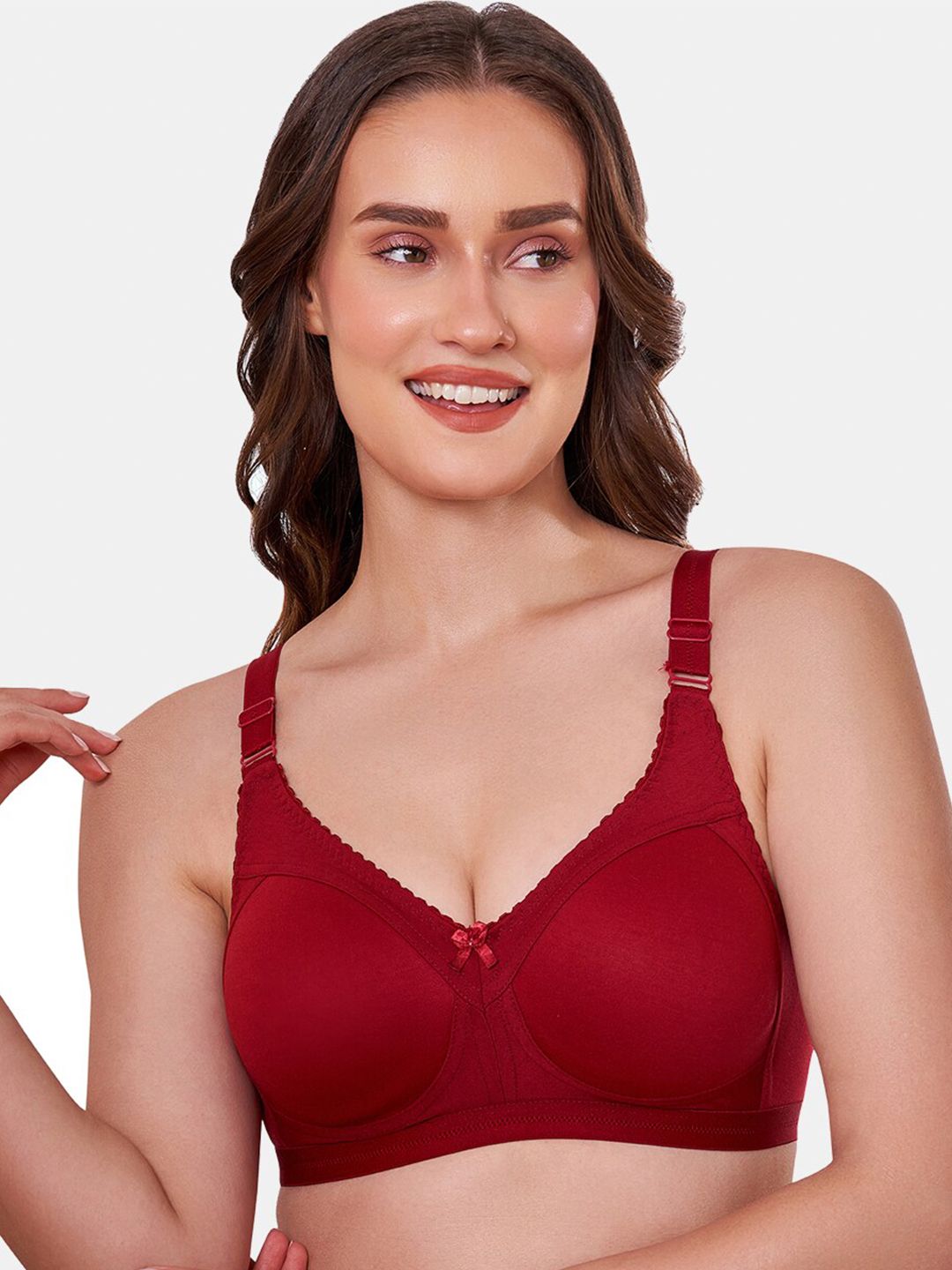 MAROON Non Padded All Day Comfort Full Coverage Seamless Super Support T-shirt Bra-image-13