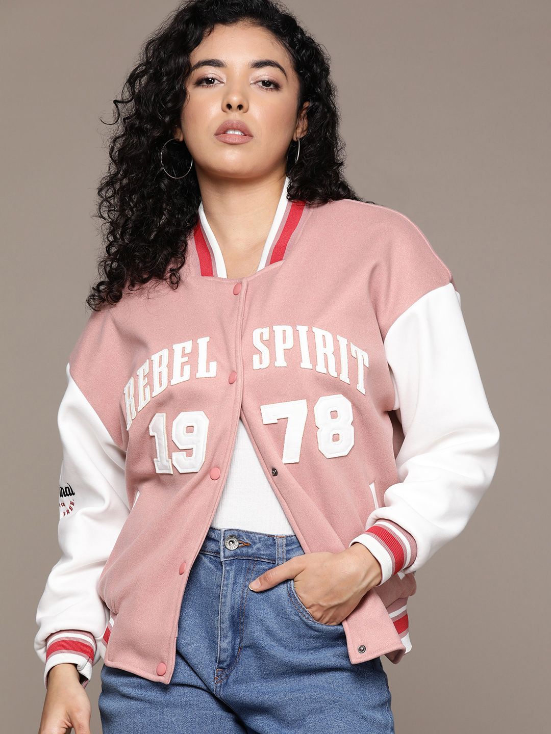 The Roadster Lifestyle Co. Applique Varsity Jacket