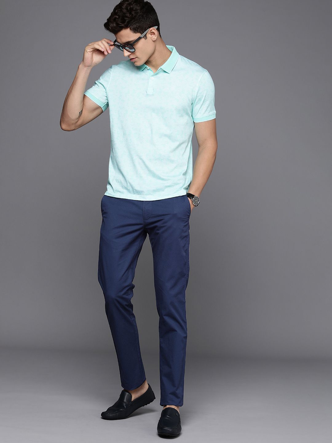 Louis Philippe Sport Men Blue Super Slim Fit Solid Casual Shirt