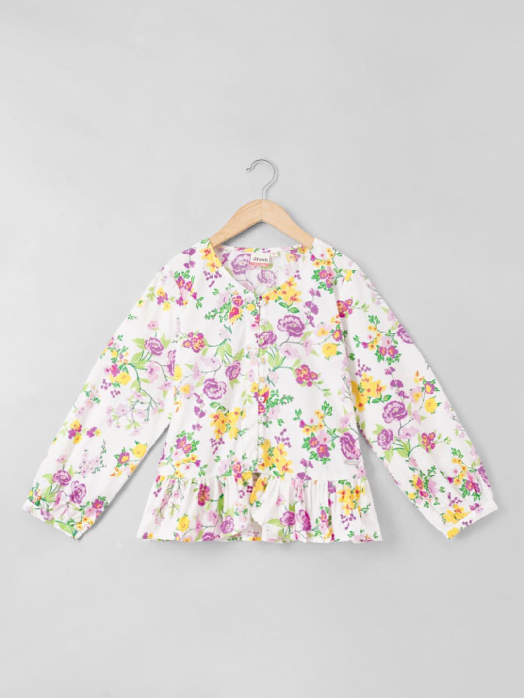 edheads Girls Floral Printed Long Sleeves Ruffles Shirt Style Top-picture-14