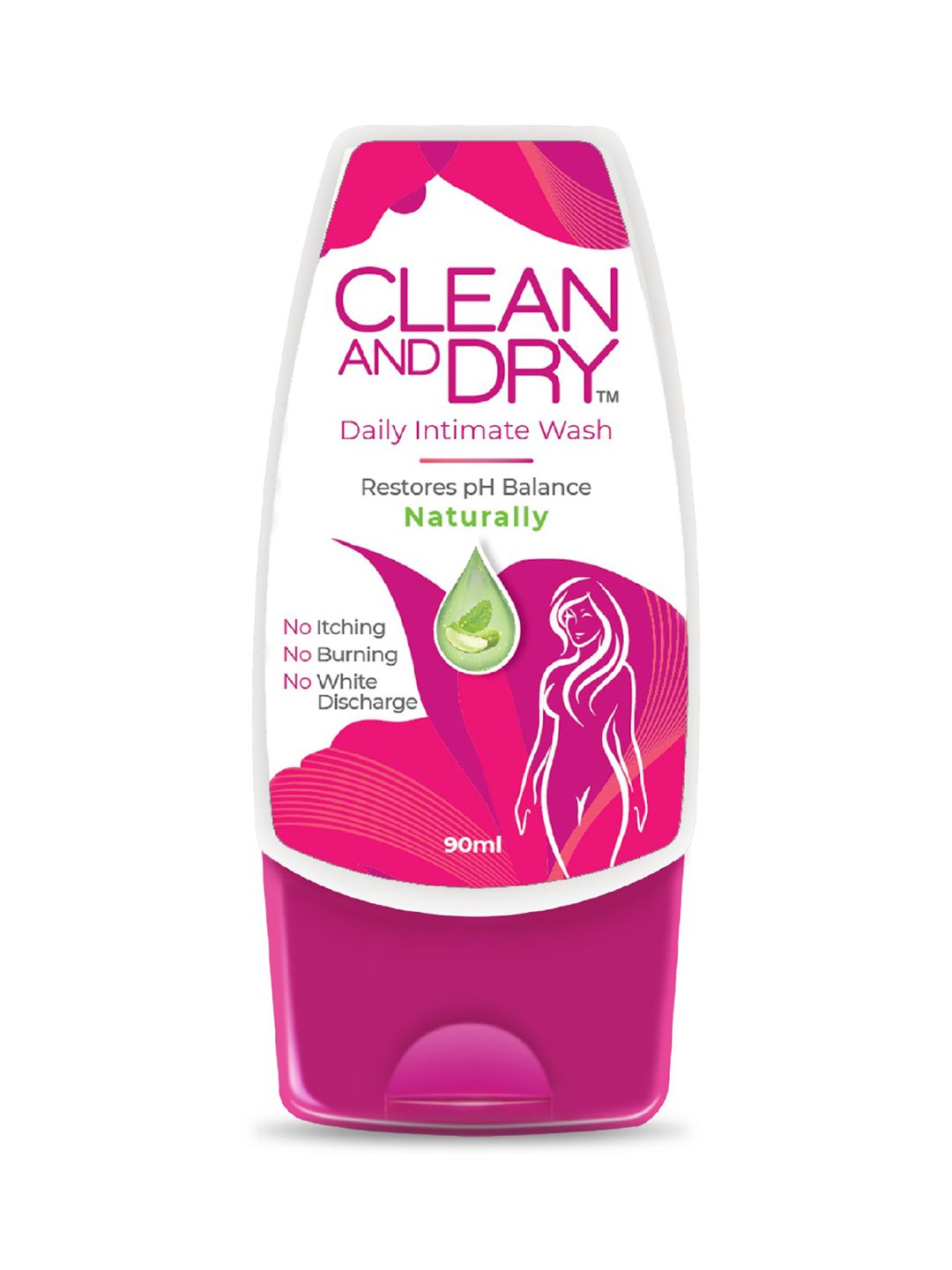 CLEAN AND DRY Natural Intimate Wash with Aloe Vera & Milk Extracts - 90ml