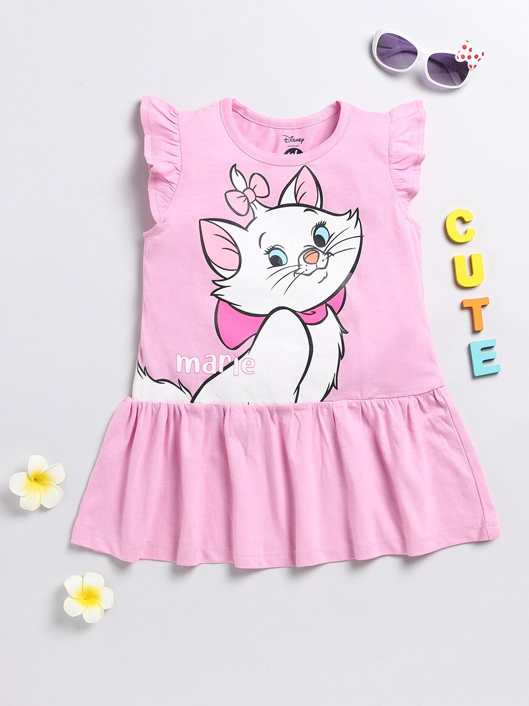 YK Disney Girls Printed Drop-Waist Cotton Dress-image-34