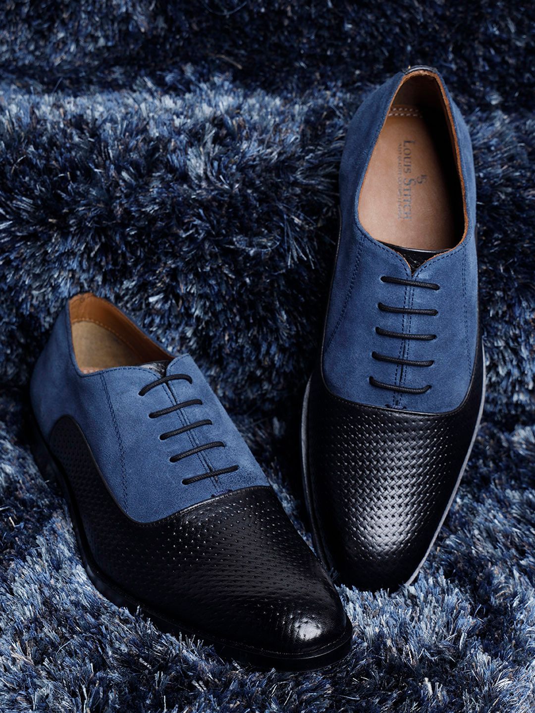 LOUIS STITCH Men Textured Suede Handmade Leather Formal Oxfords-picture-32