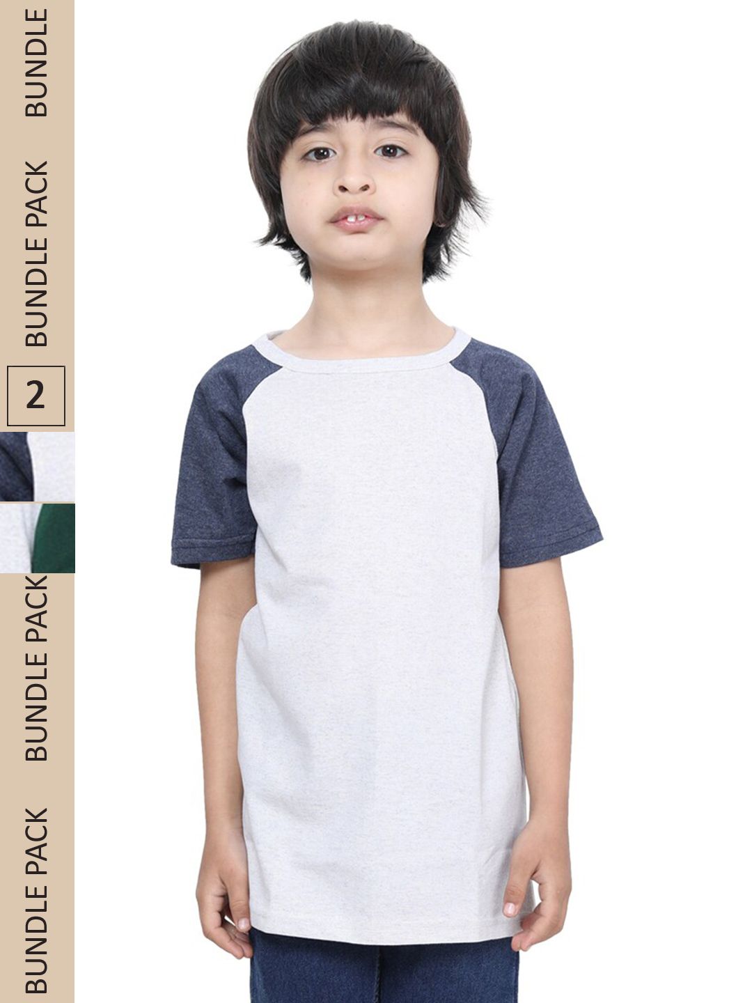 IndiWeaves Boys Pack Of 2 Colourblocked Raglan Sleeves Pure Cotton T-shirt-picture-56