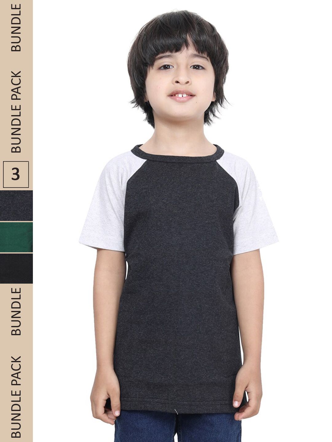 IndiWeaves Boys Pack Of 3 Raglan Sleeves Pure Cotton T-shirt-picture-44