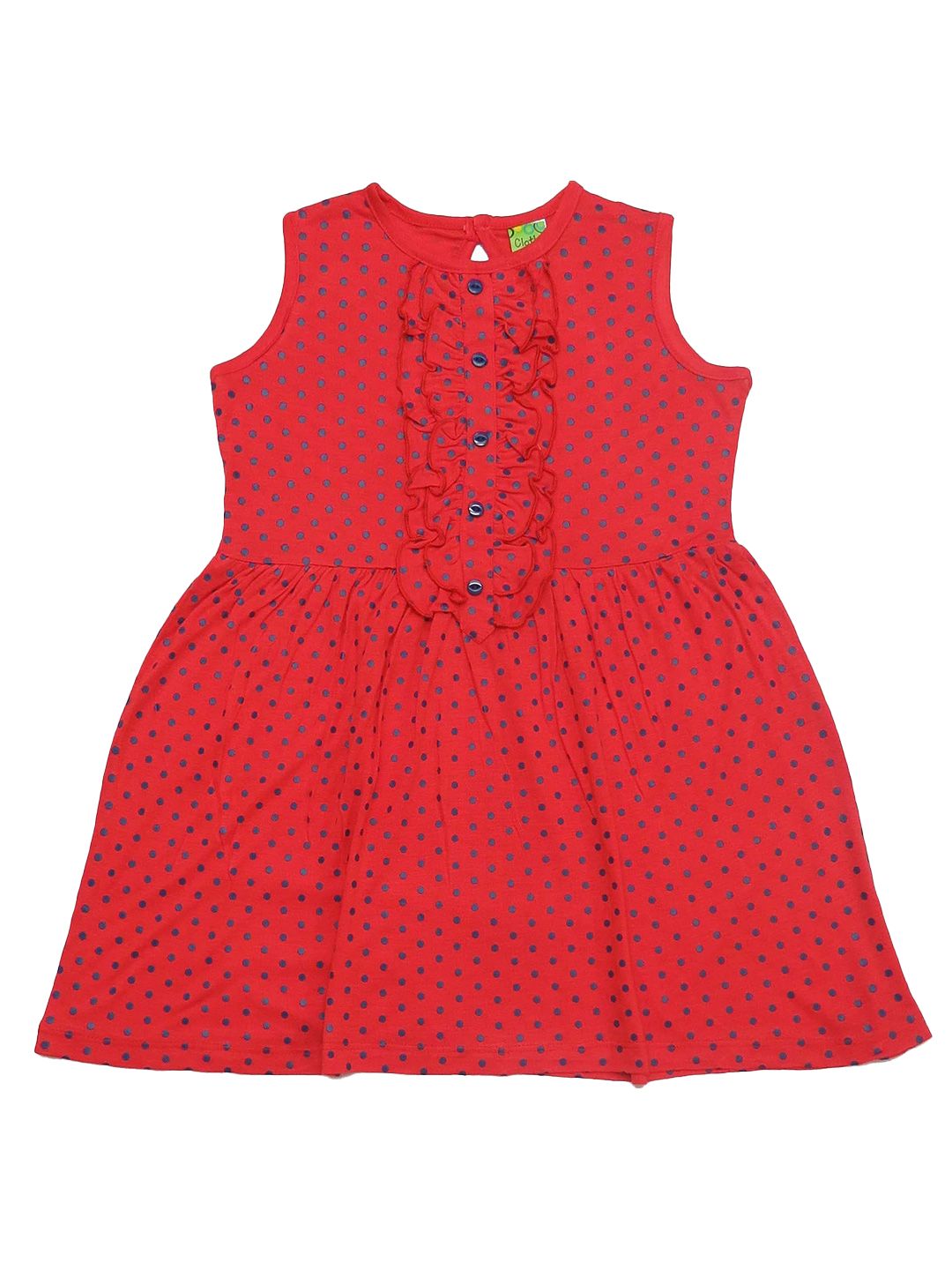 Clothe Funn Girls Polka Dot Printed Ruffled Fit & Flare Dress-picture-32