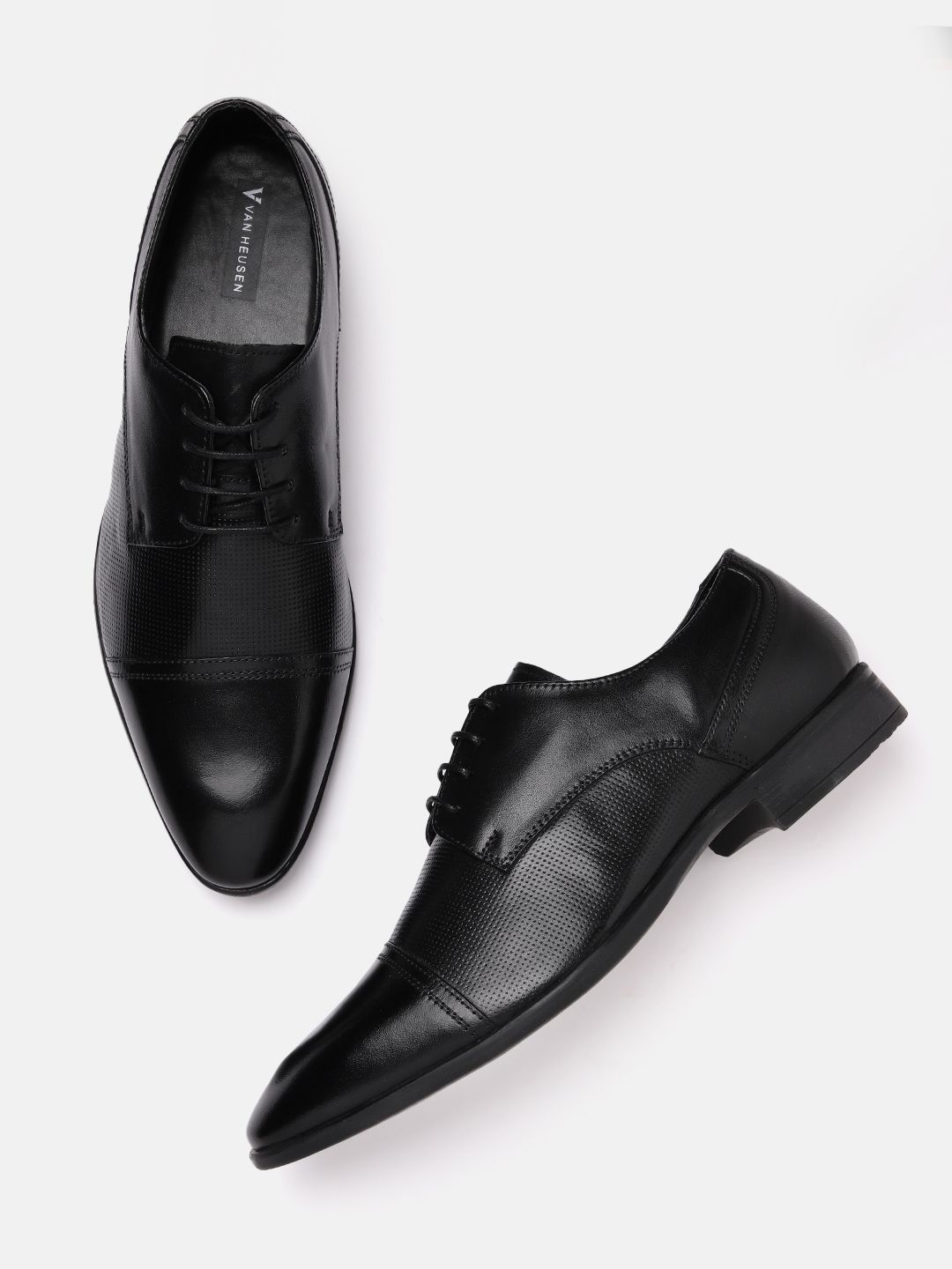 Van Heusen Men Leather Textured Formal Derbys-picture-48