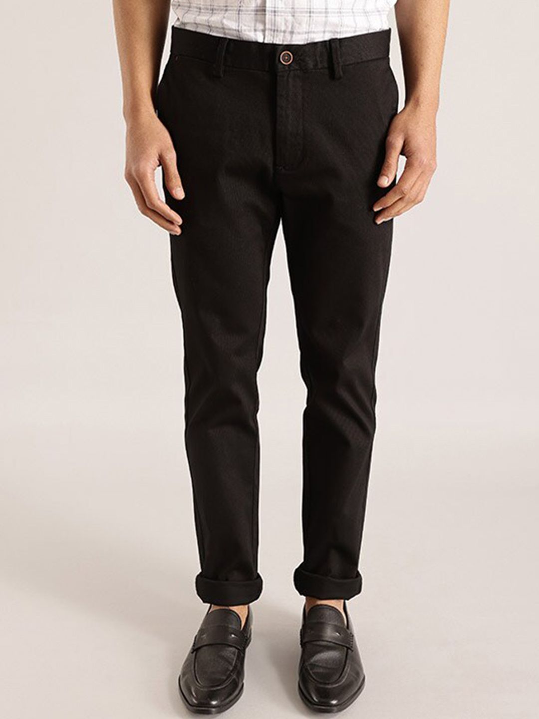 Indian Terrain Men Brooklyn Mid Rise Plain Slim Fit Chinos Trousers-picture-22