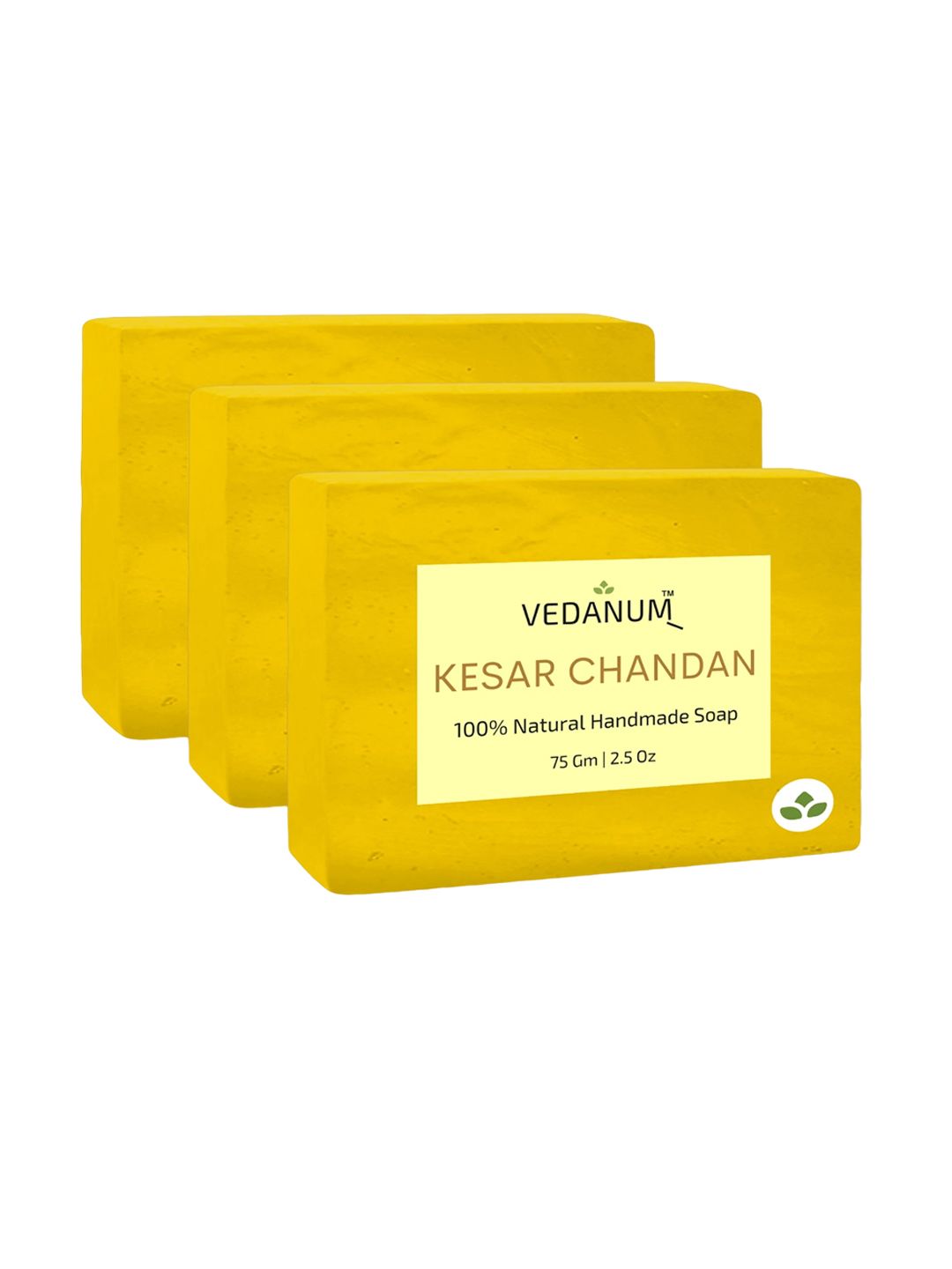 VEDANUM Set of 3 Kesar Chandan Natural Handmade Soap For Radiance Glow - 75g Each-image-49