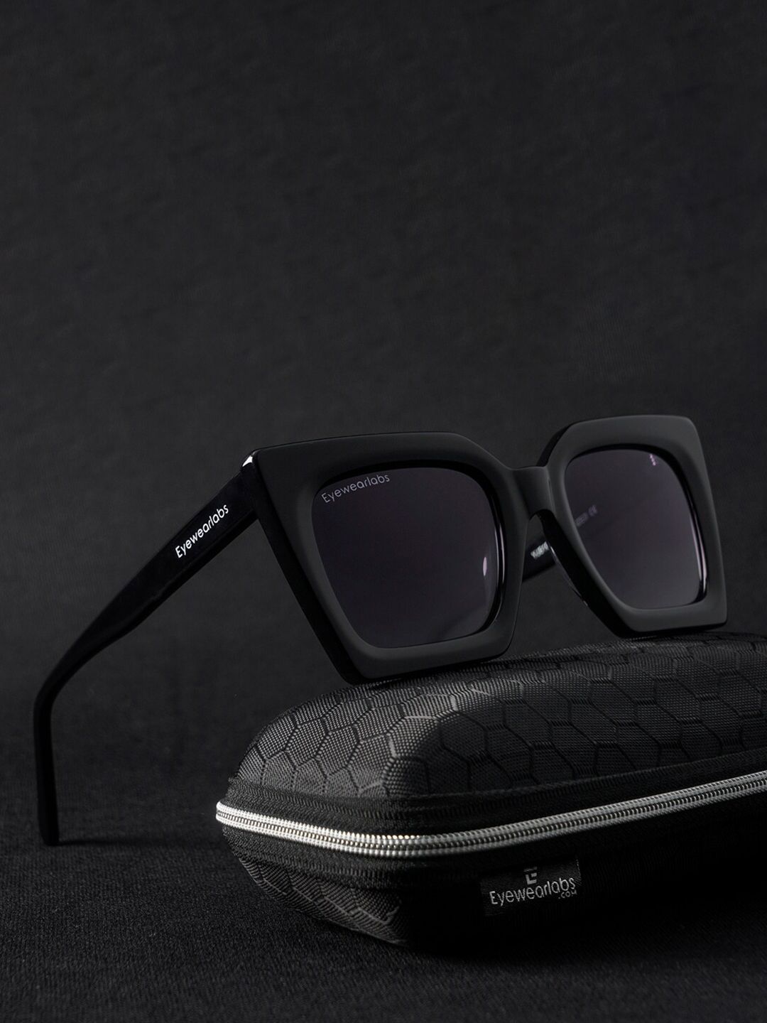 AISLIN UV Protected Cat eye/Oval Sunglasses for Women Stylish - (Black Lens | Black-Gold Frame | Large Size)