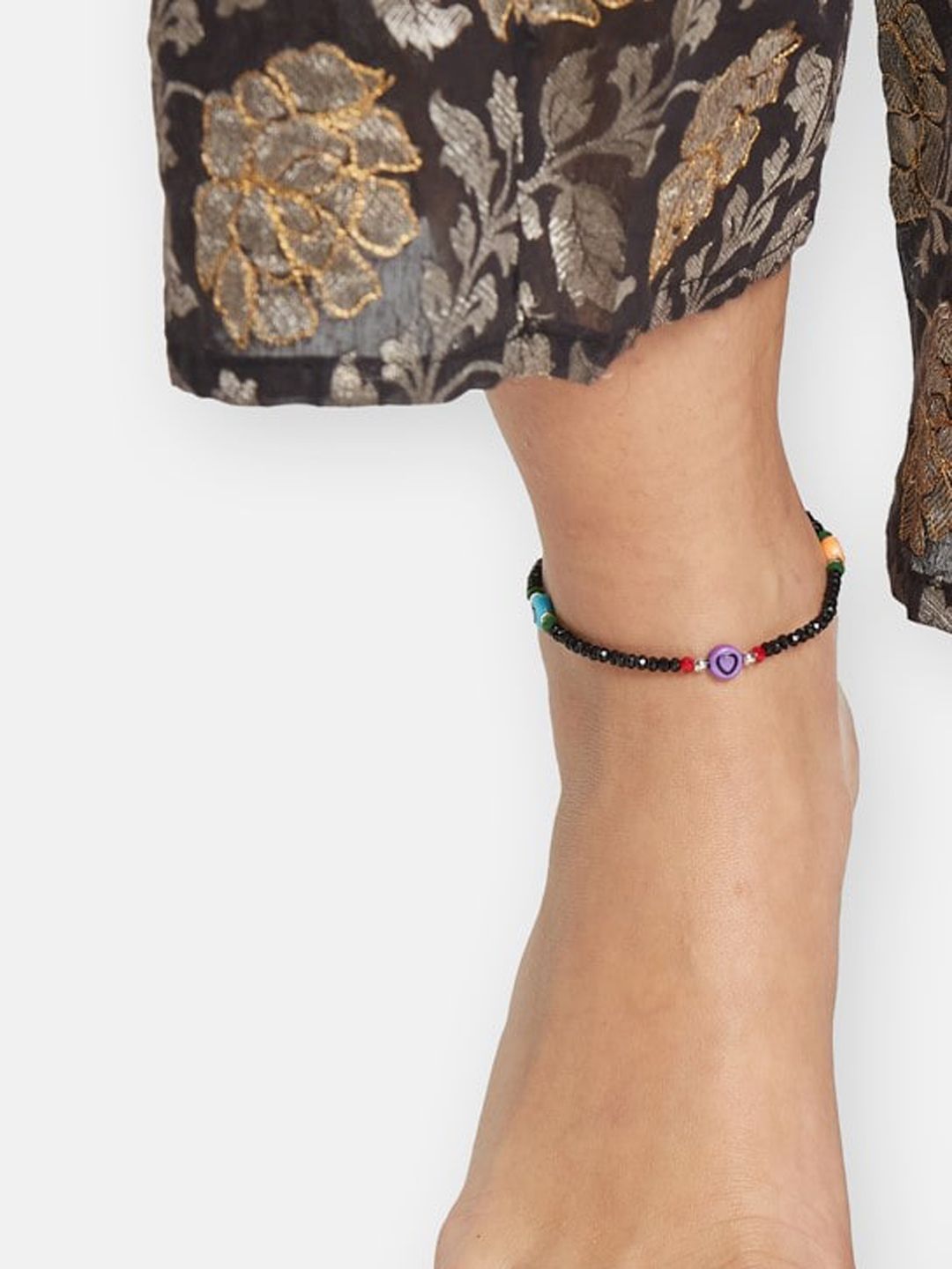 ATIBELLE Silver-Plated Beaded Anklet