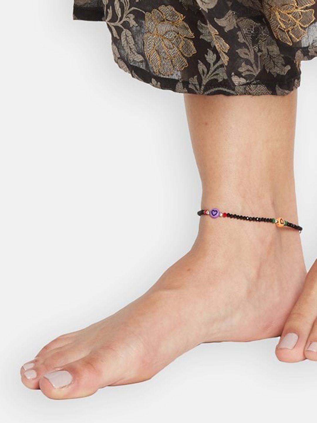 ATIBELLE Silver-Plated Beaded Anklet
