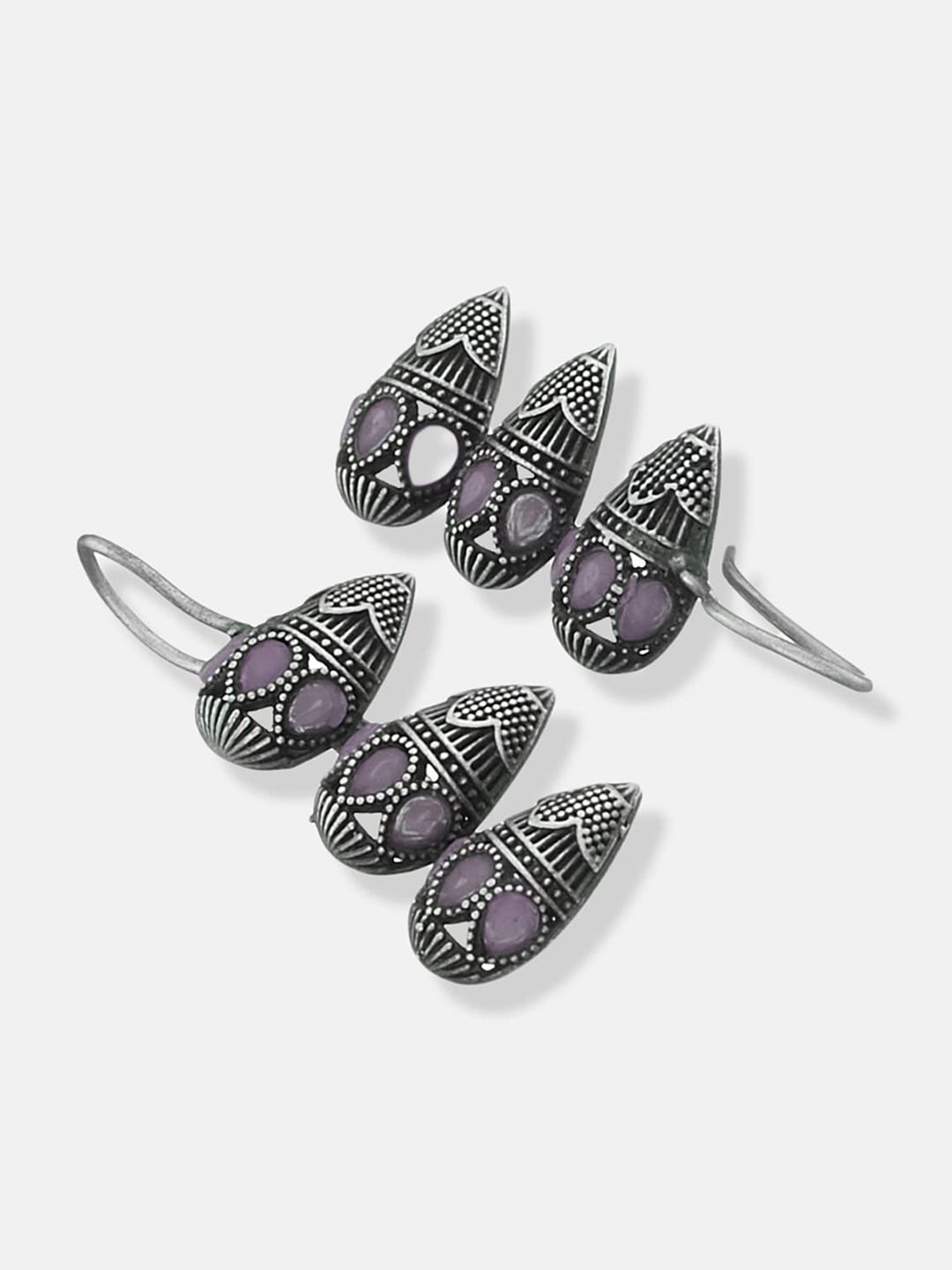 ATIBELLE Silver-Plated Oxidised Contemporary Drop Earrings