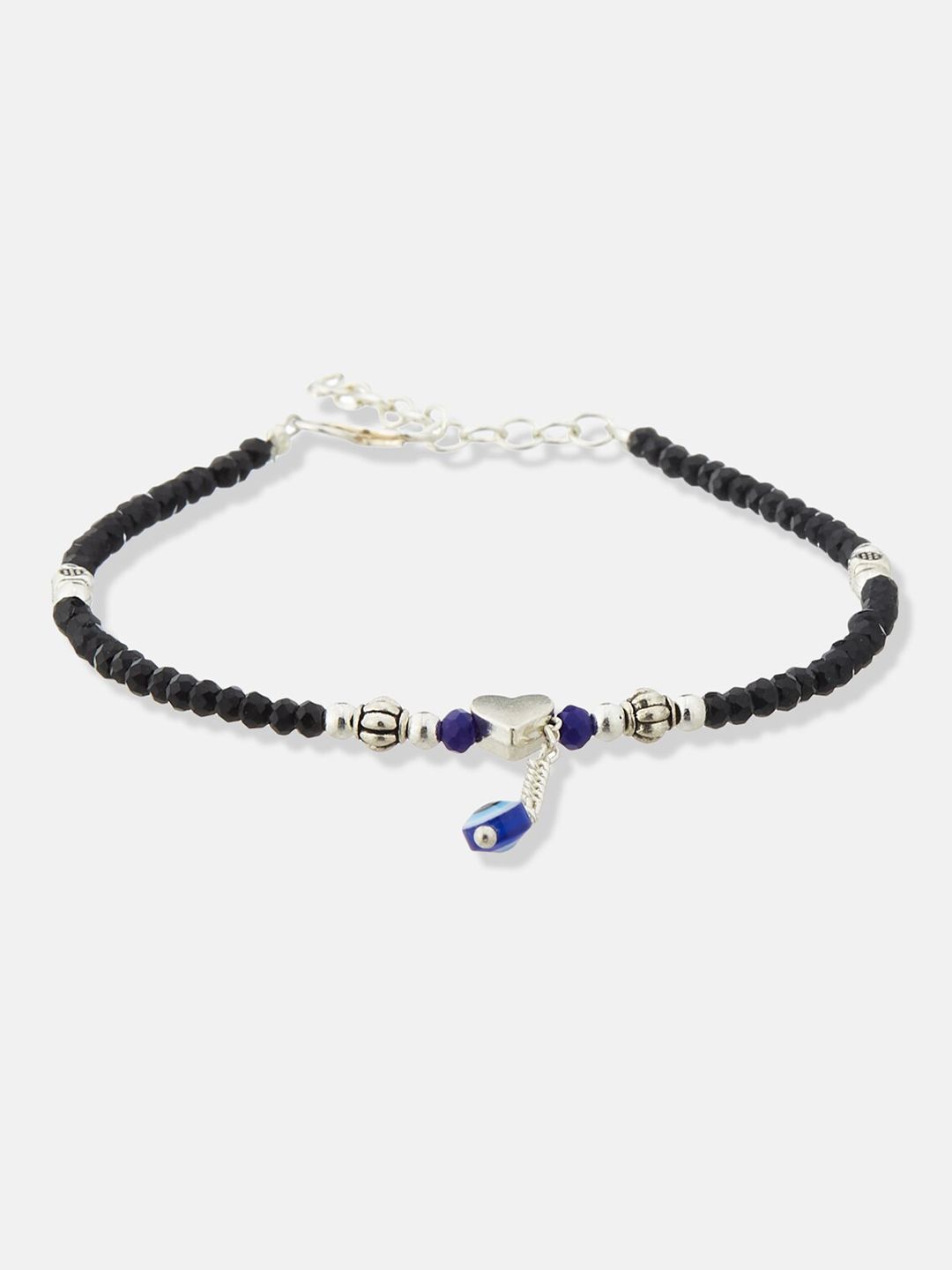 ATIBELLE Silver-Plated Stone-Studded Beaded Anklet