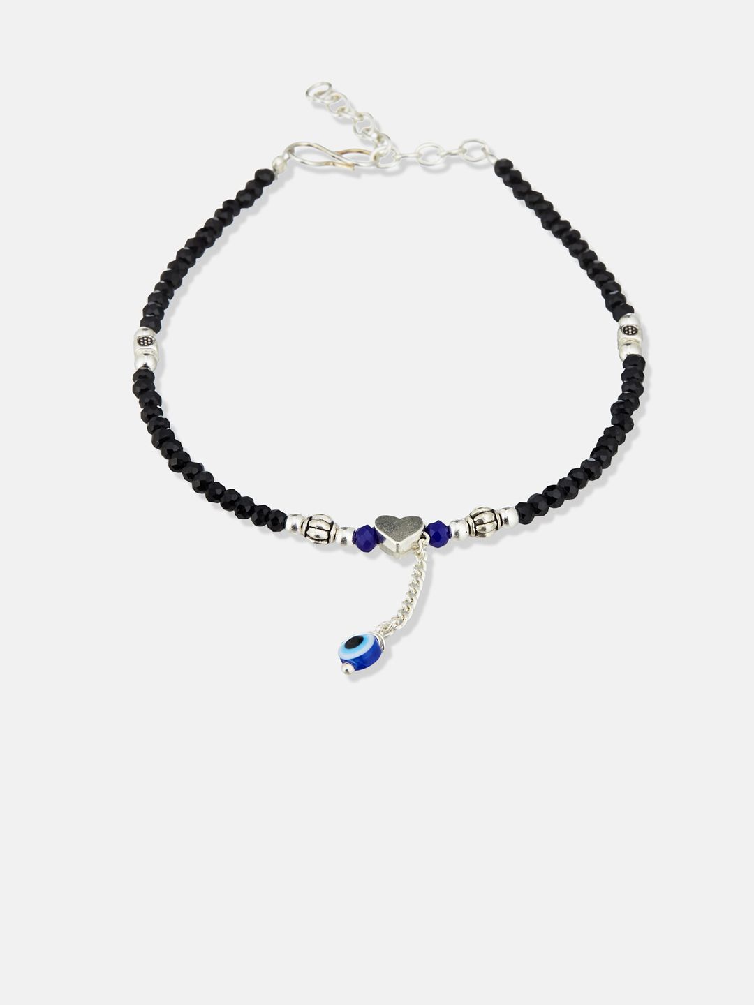 ATIBELLE Silver-Plated Stone-Studded Beaded Anklet