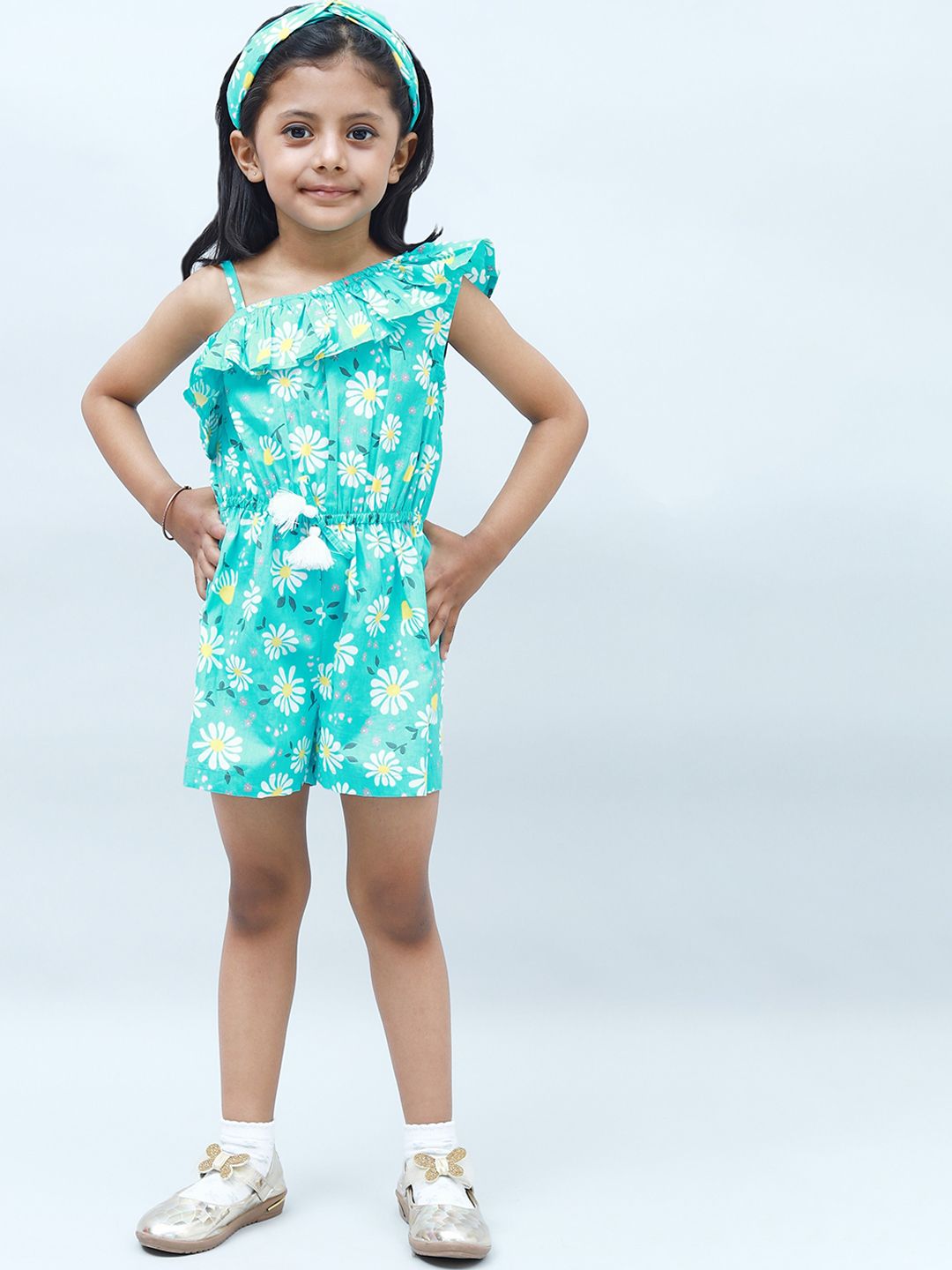 NUEVOSDAMAS Girls Floral Printed Ruffles Cotton Playsuit Jumpsuit-picture-33