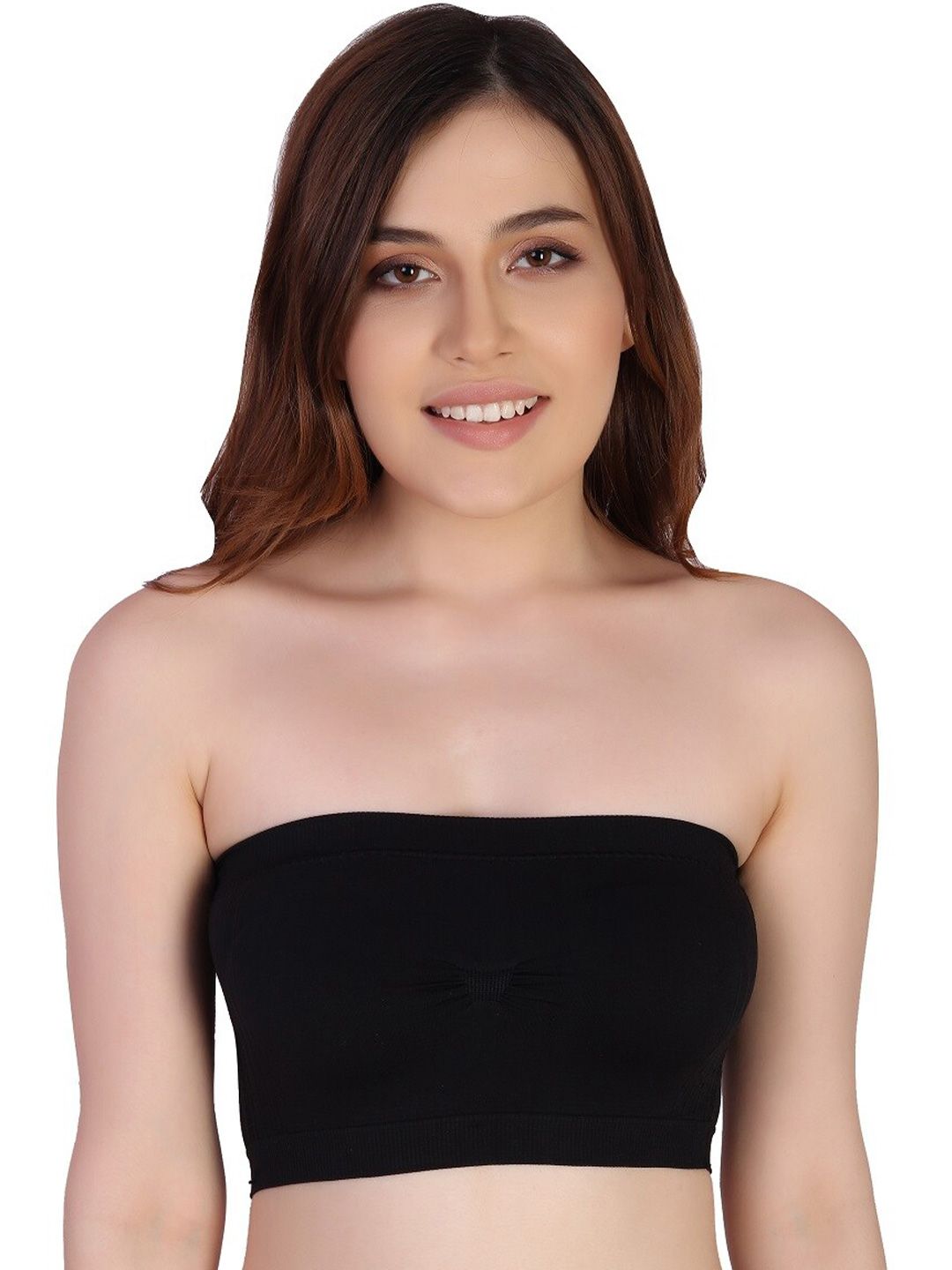 PLUMBURY Half Coverage Lightly Padded All Day Comfort Seamless Rapid Dry Bandeau Bra