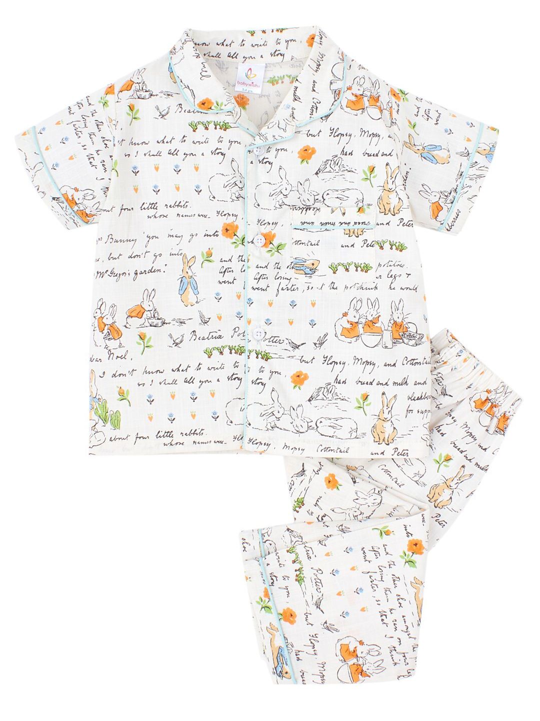 Babywish Kids Conversational Printed Pure Cotton Night Suit