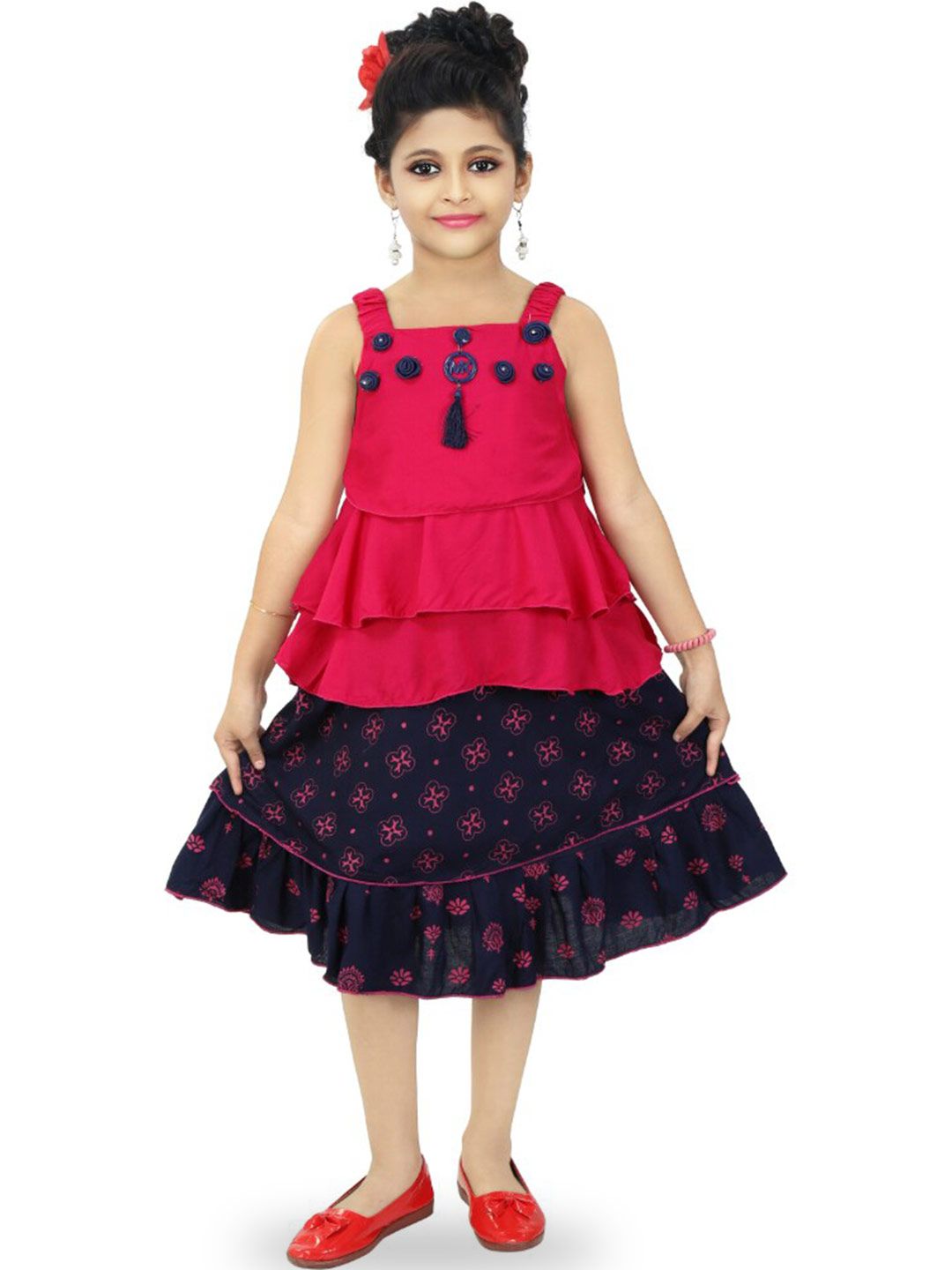 BAESD Girls Printed Ruffled Top with Skirt-picture-49