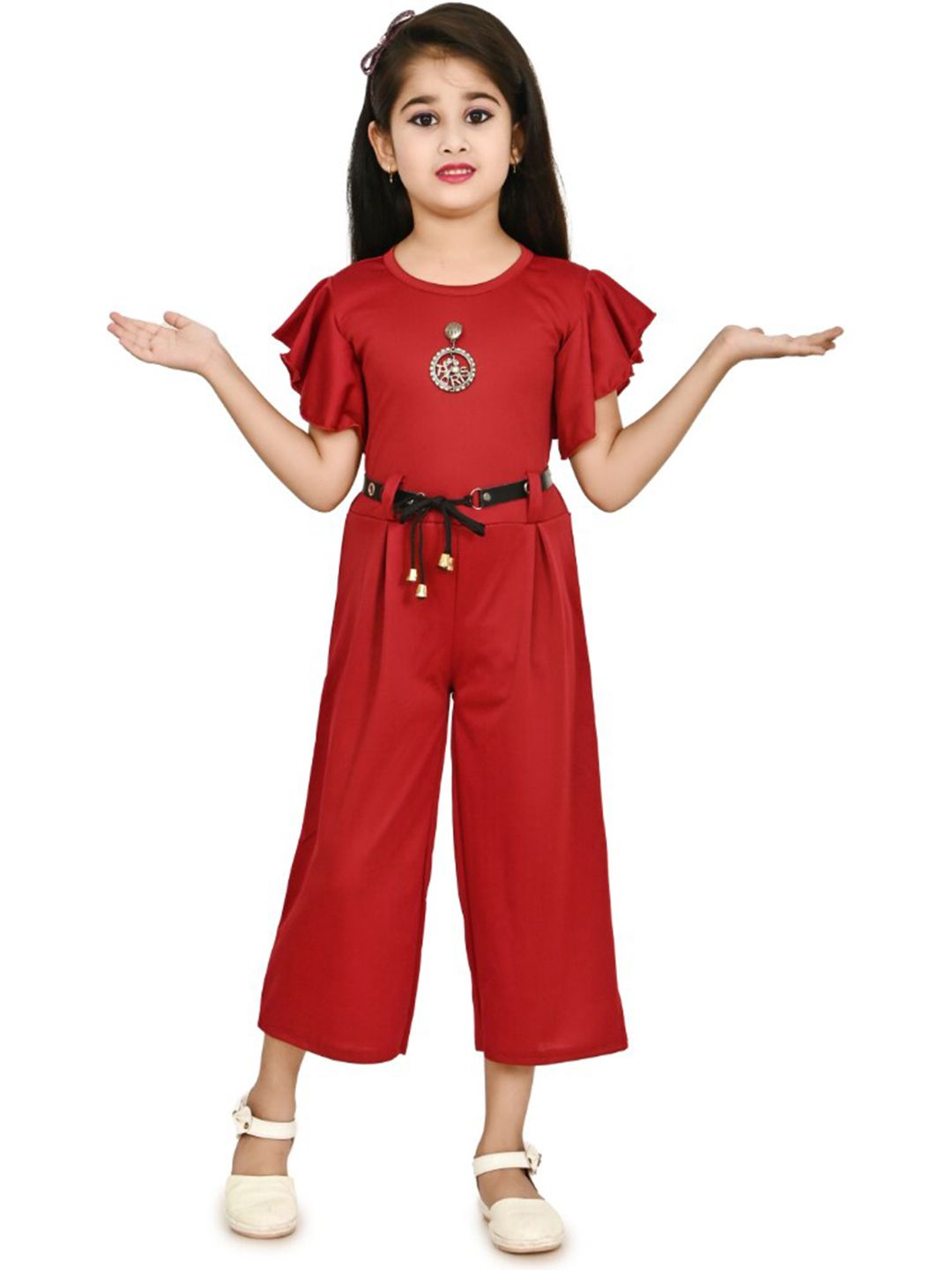 BAESD Girls Flared Sleeves Cotton Basic Jumpsuit-picture-26