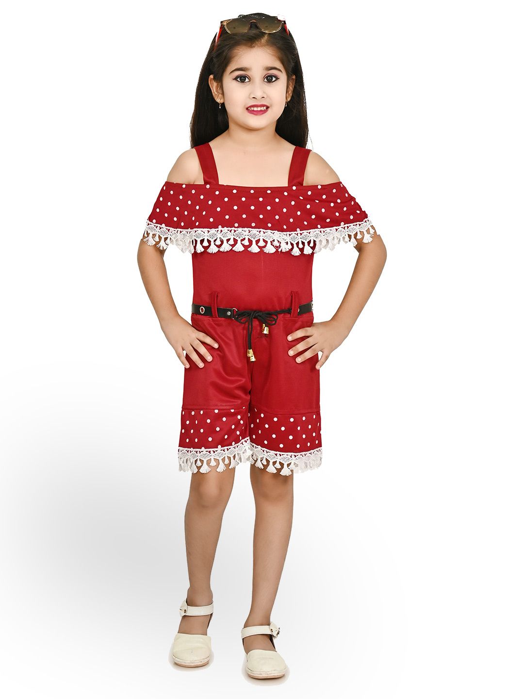 BAESD Girls Printed Shoulder Straps Lace Inserts Playsuit-picture-17