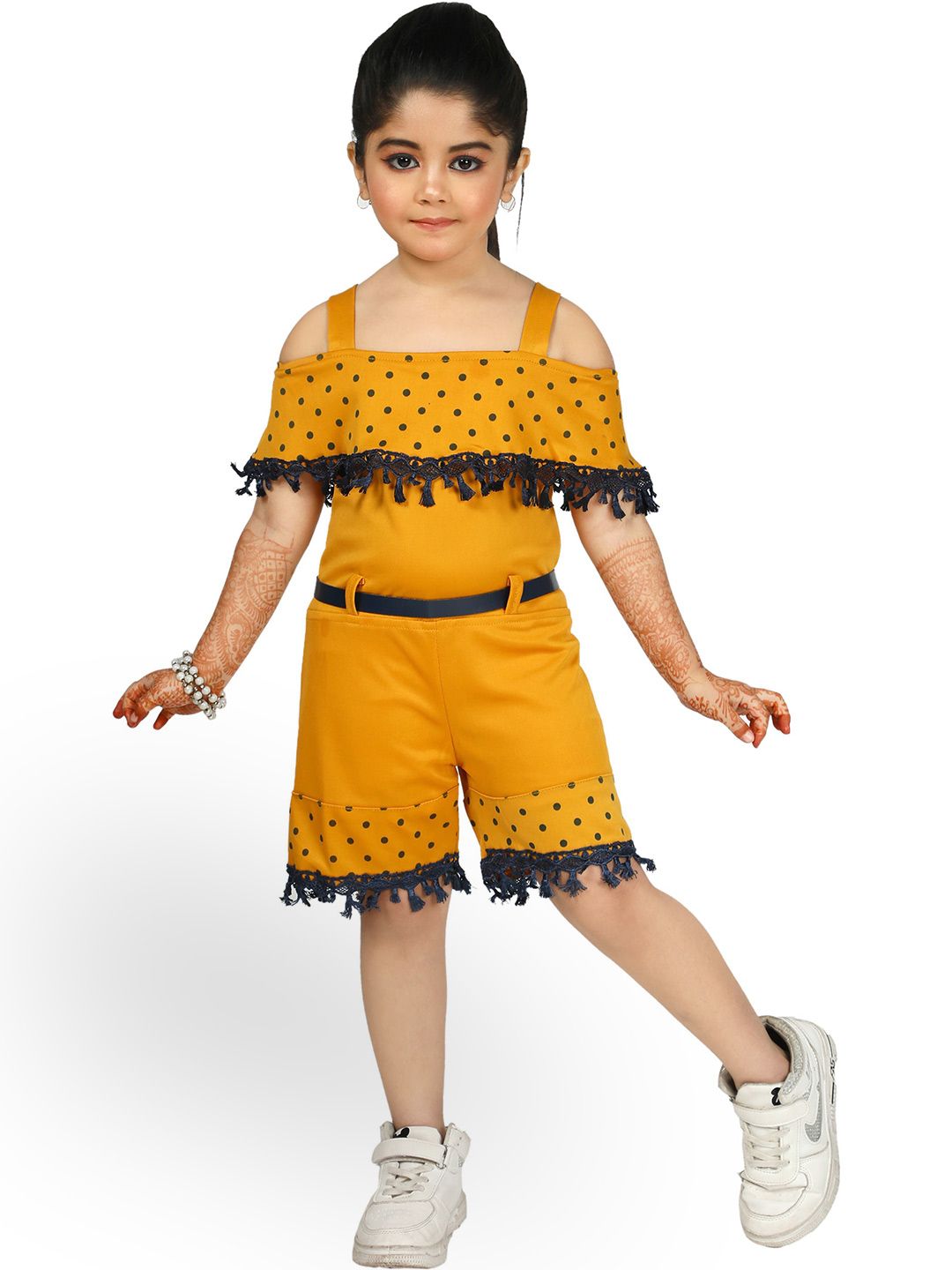 BAESD Girls Printed Shoulder Straps Lace Inserts Playsuit-picture-51