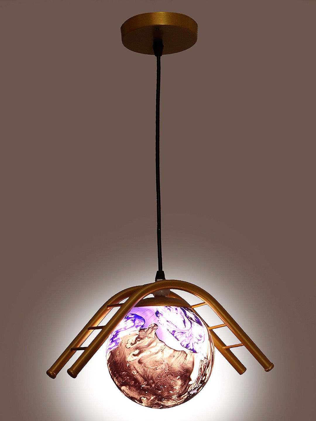 MFD HOME FURNISHING Gold Toned & Blue Textured 3D Light Shade Ceiling Lamp-picture-34