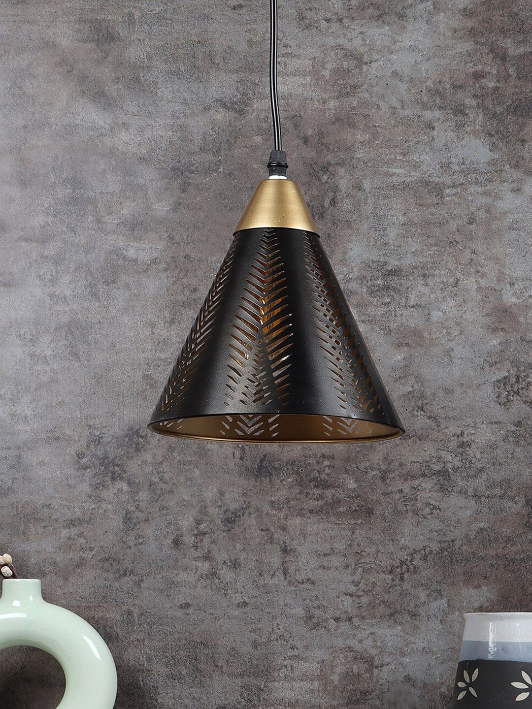 MFD HOME FURNISHING Black Textured Metal Ceiling Lamp-image-47