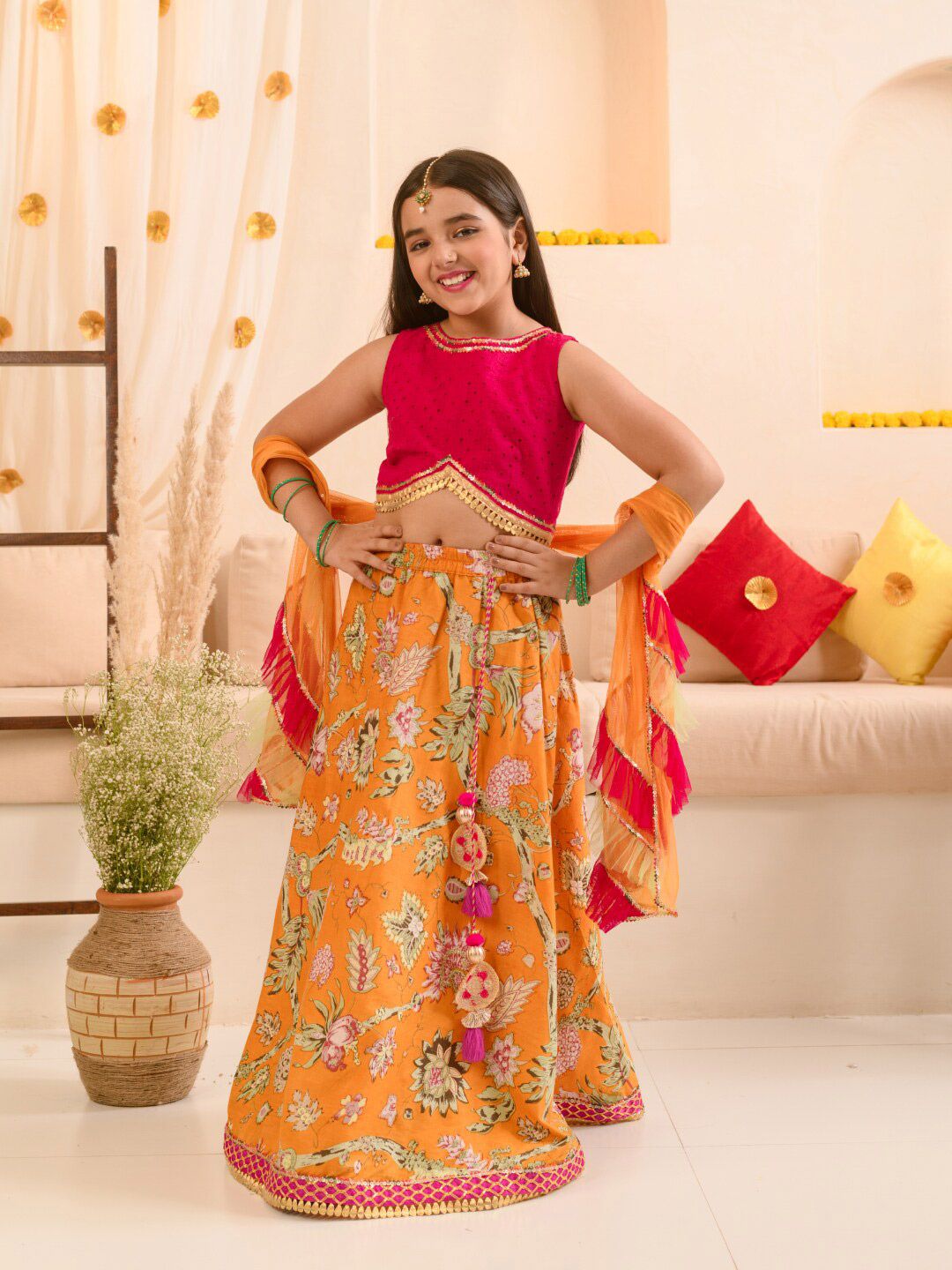 pspeaches Girls Printed Ready to Wear Lehenga & Blouse With Dupatta-picture-25