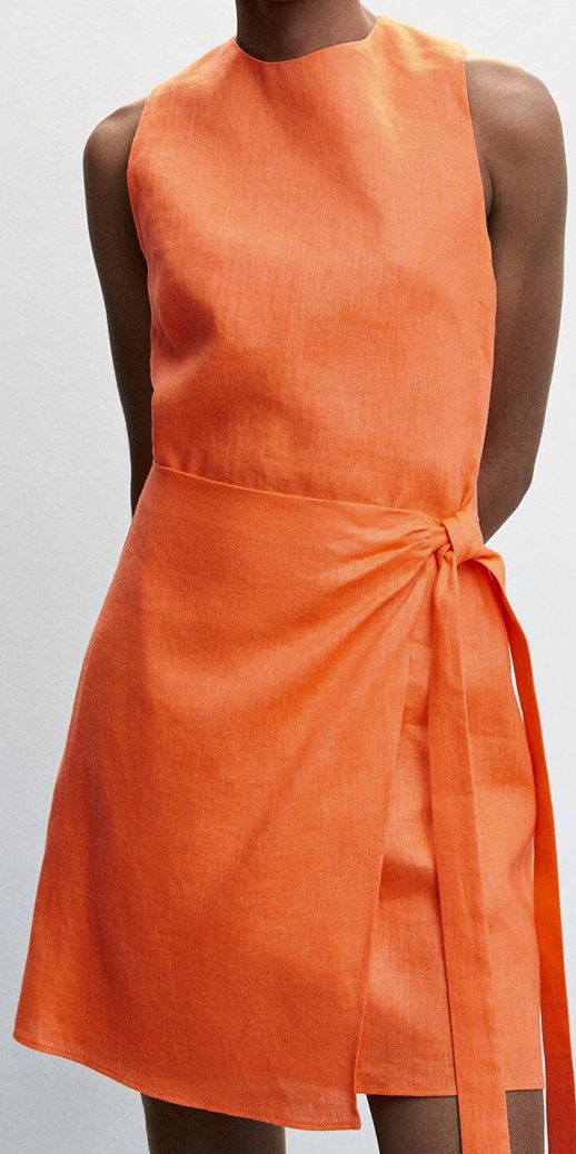 Buy MANGO Orange Linen A-Line Dress - Dresses for Women 23200016 | Myntra
